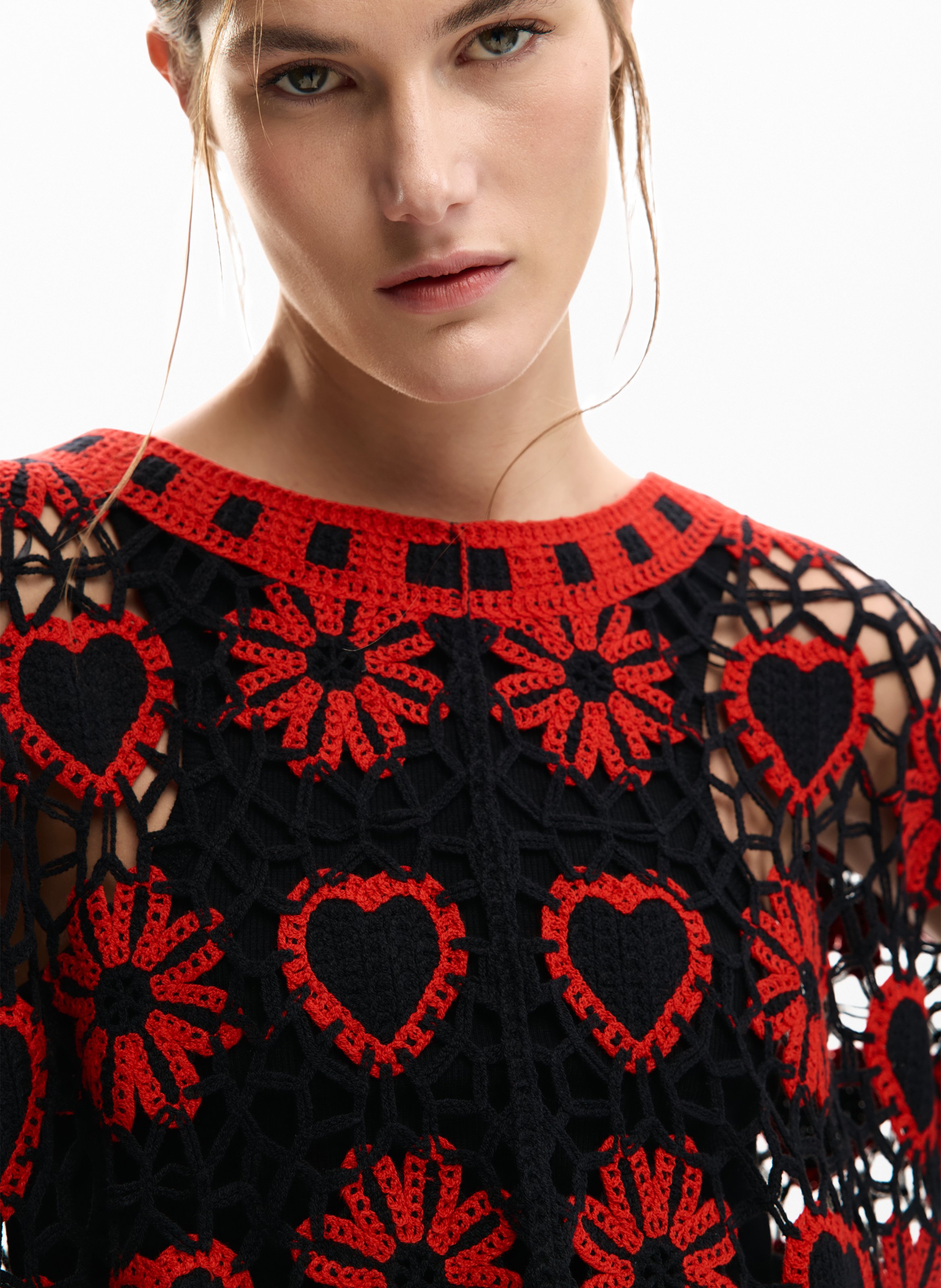 Top col rond à imprimé floral DESIGUAL Noir