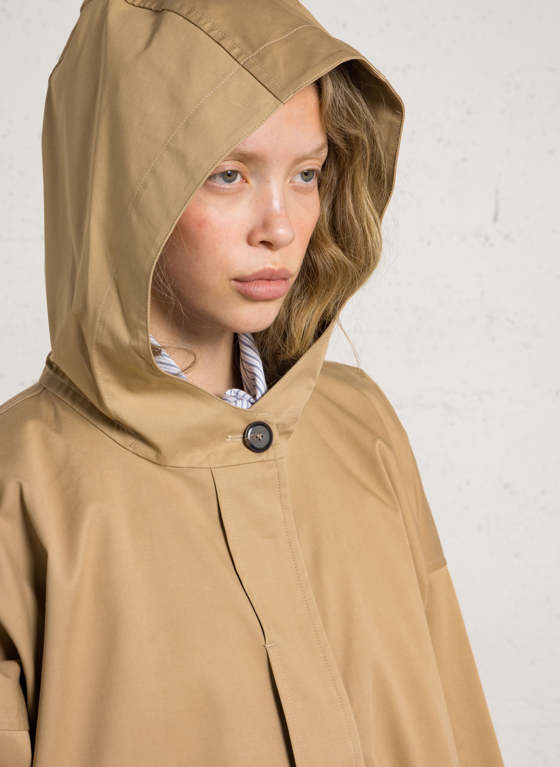 Hooded pea coat POMANDERE Beige