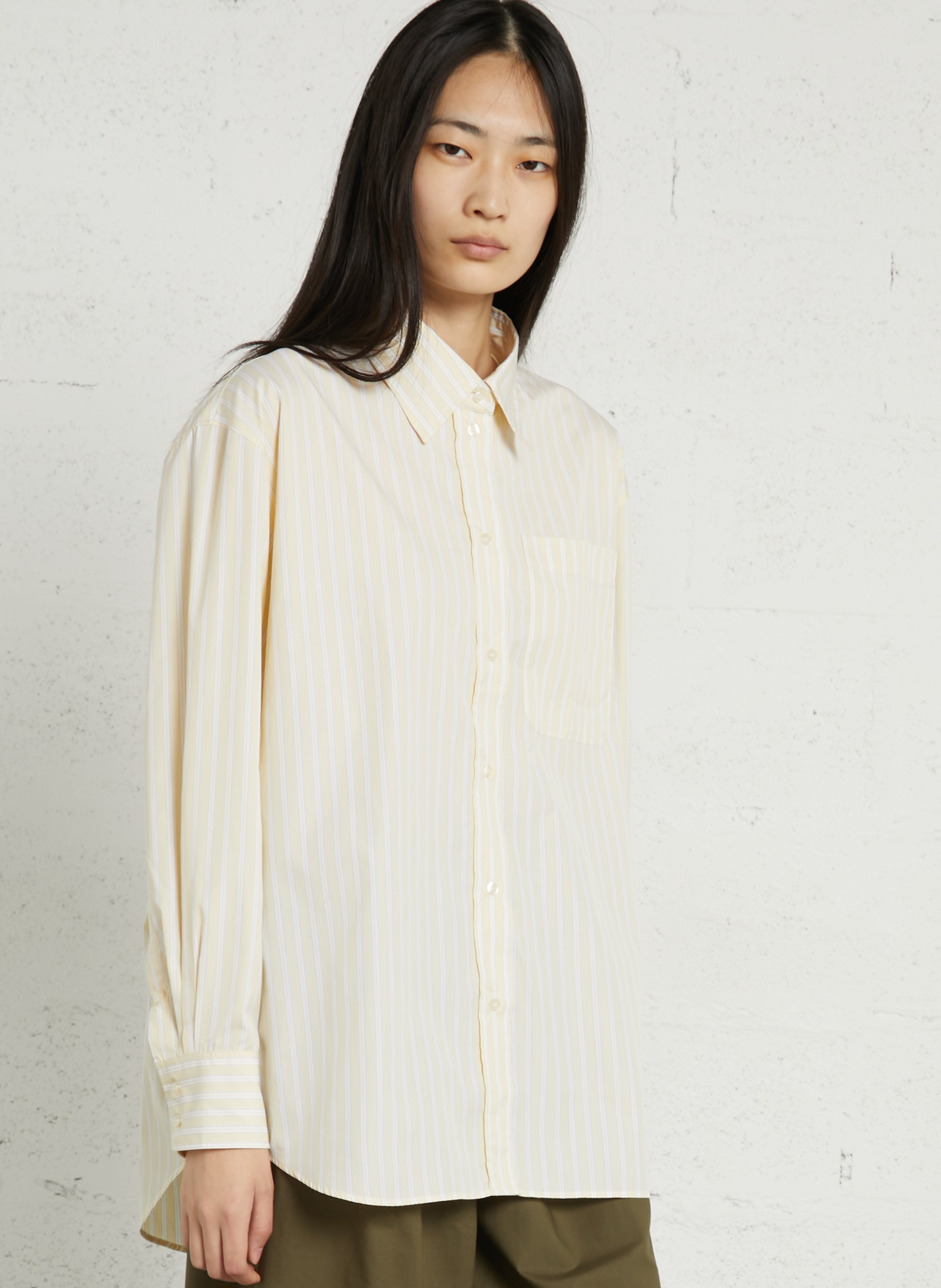 Chemise col classique en coton SOEUR Jaune