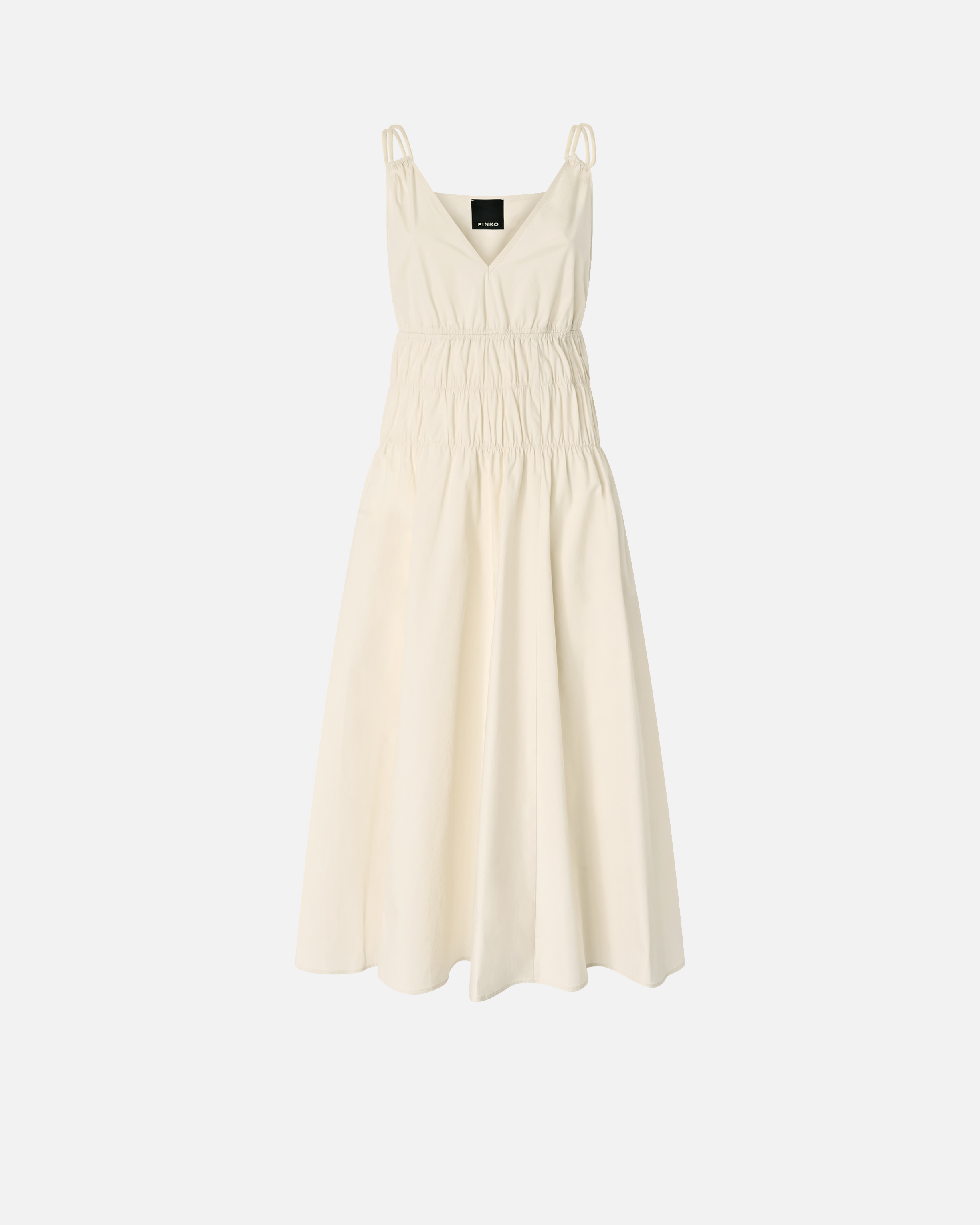 Robe midi sans manches avec plis et fronces PINKO Beige