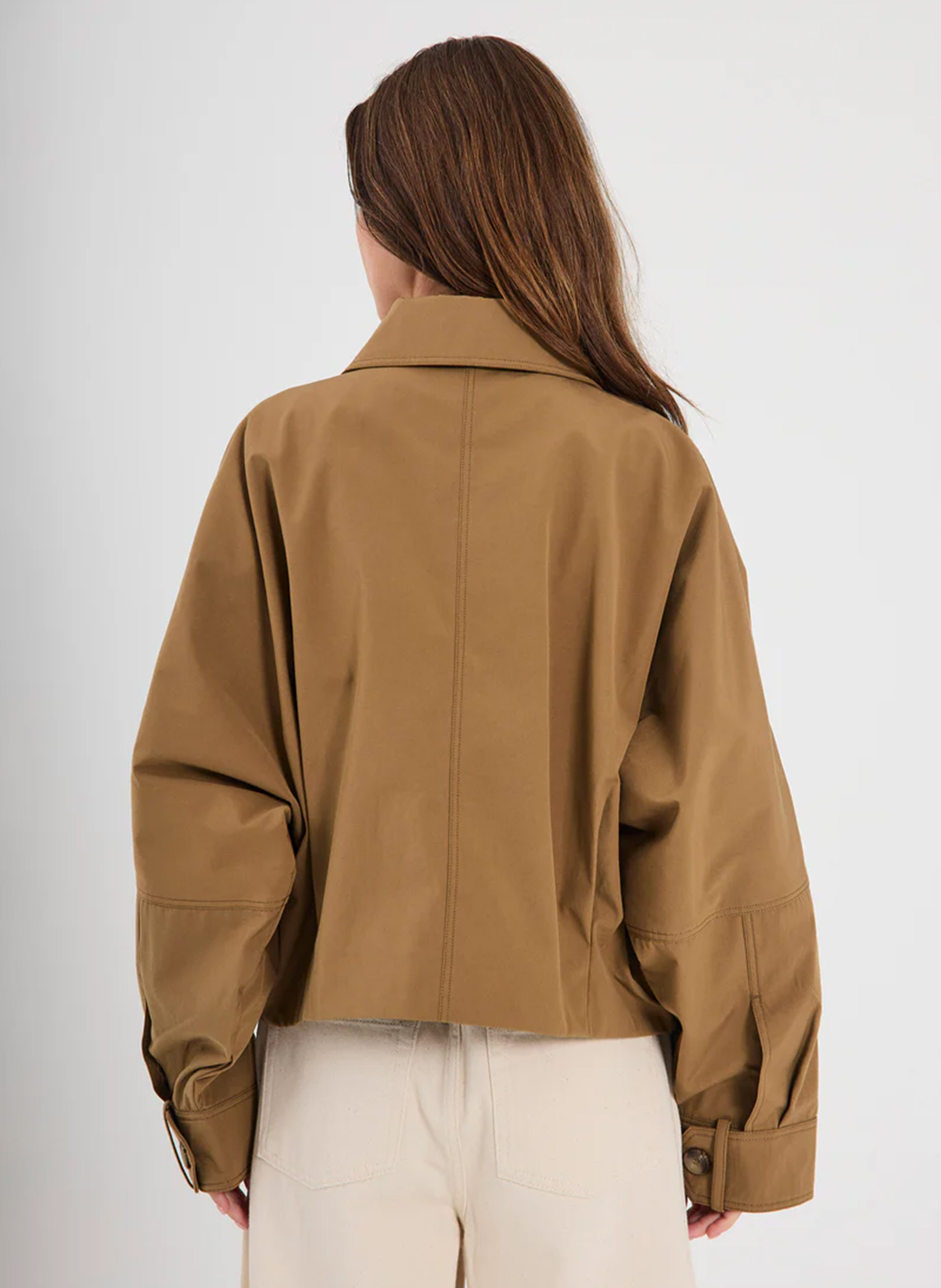 Baumwoll-Mix-Jacke mit klassischem Kragen NORR Grun