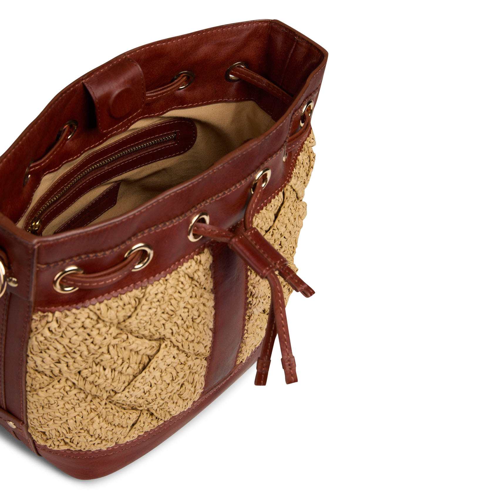 Buideltas van raffia en leer MAISON 123 Wit