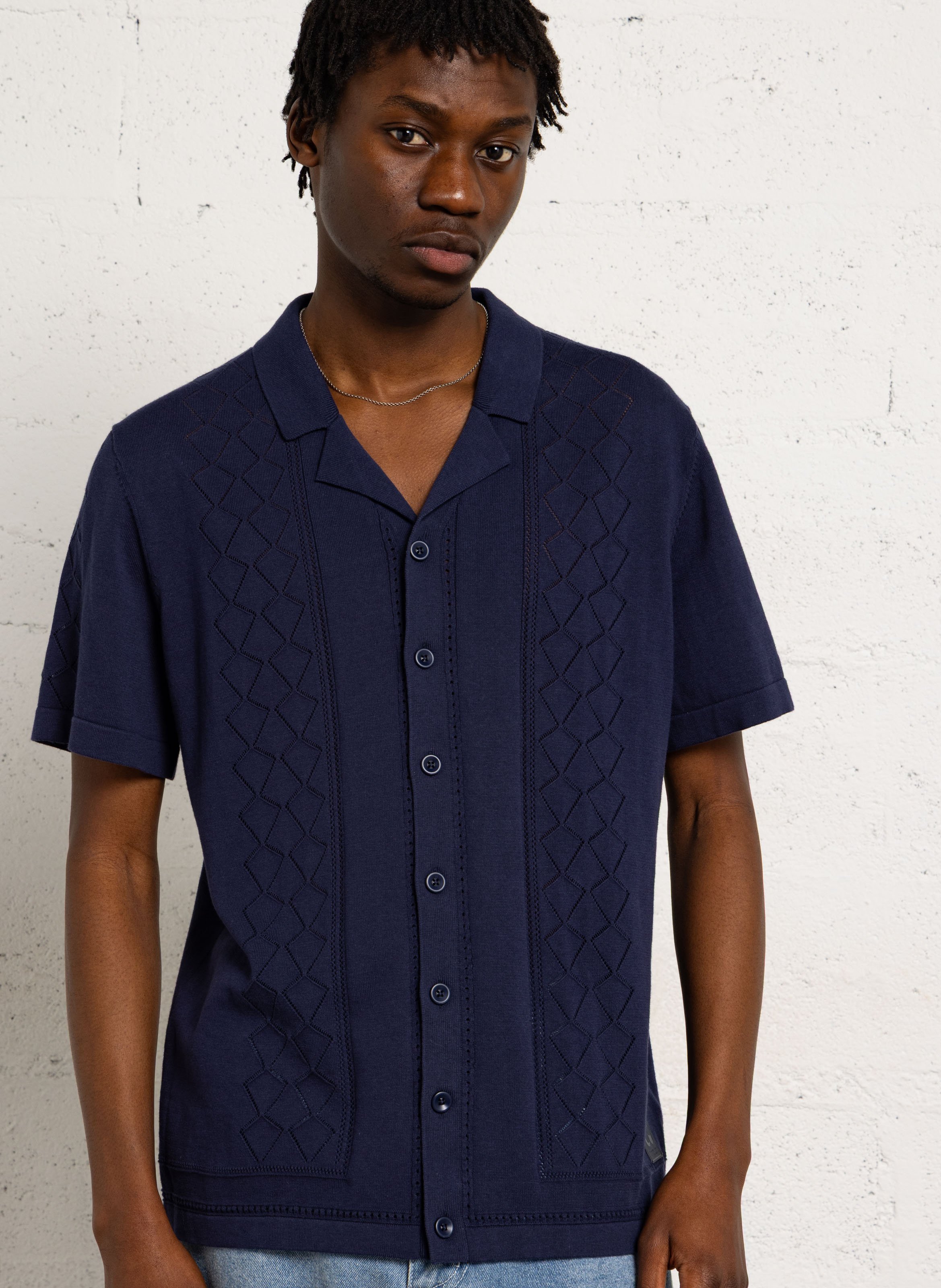 Chemise droite col classique en coton LE TEMPS DES CERISES Bleu