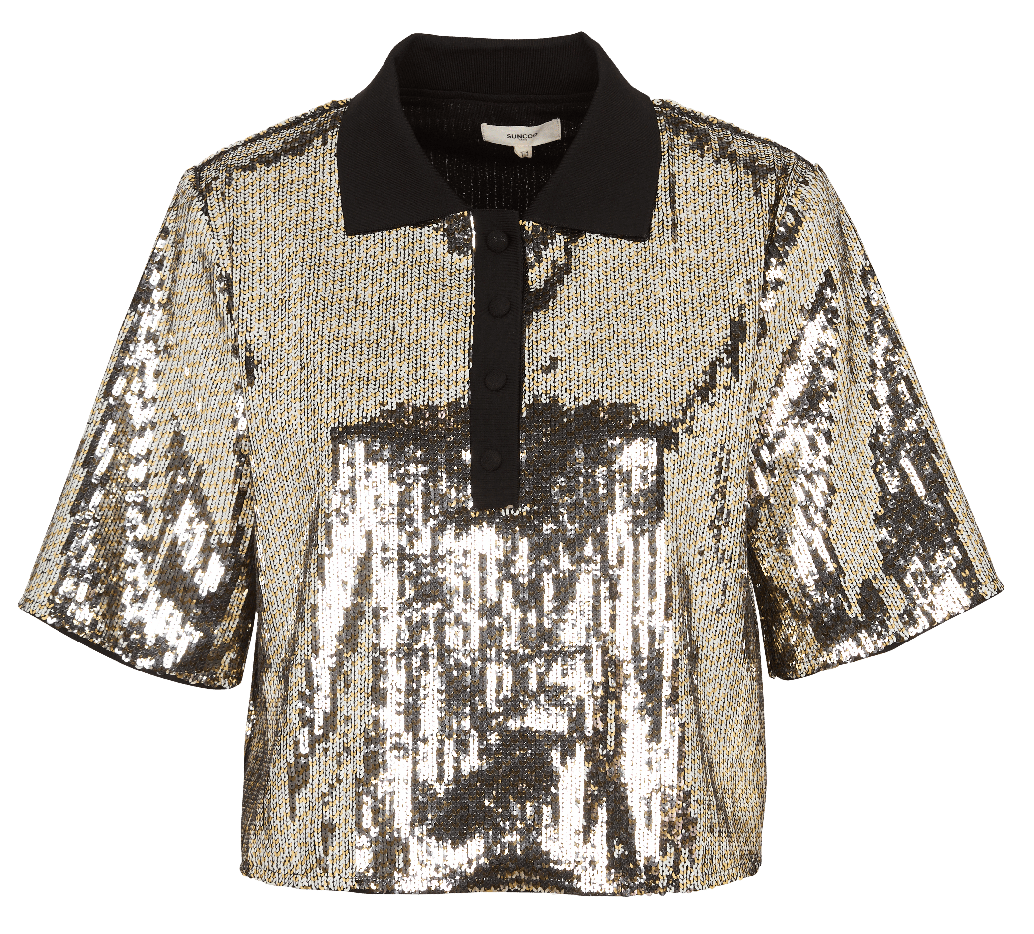 Top métallisé à sequins SUNCOO Argent
