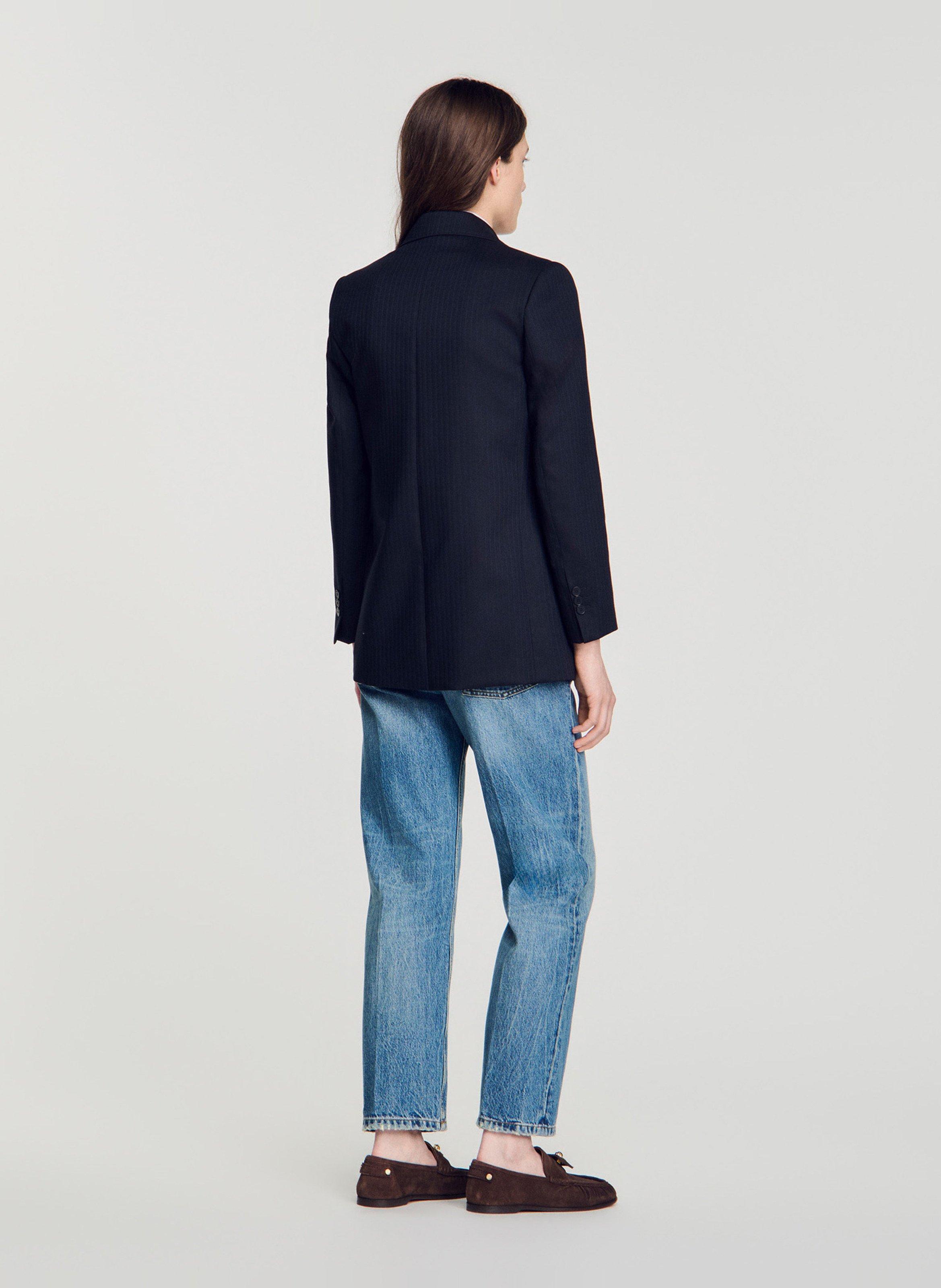 Veste de tailleur ajustée en laine mélangée SANDRO Bleu