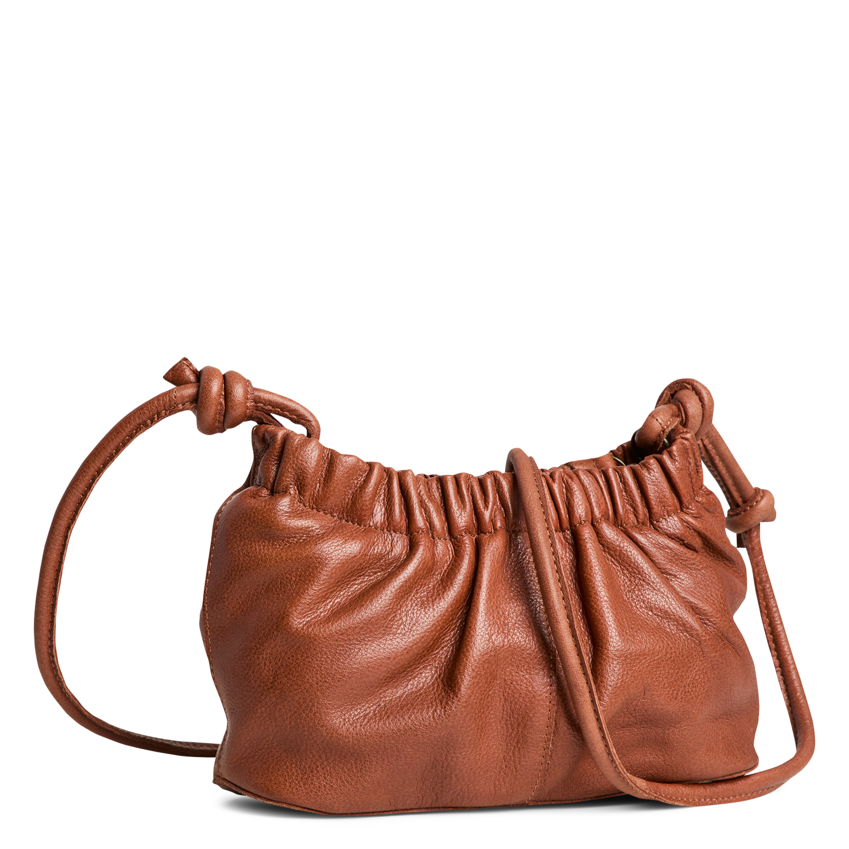 Leather shoulder bag PIECES Brown