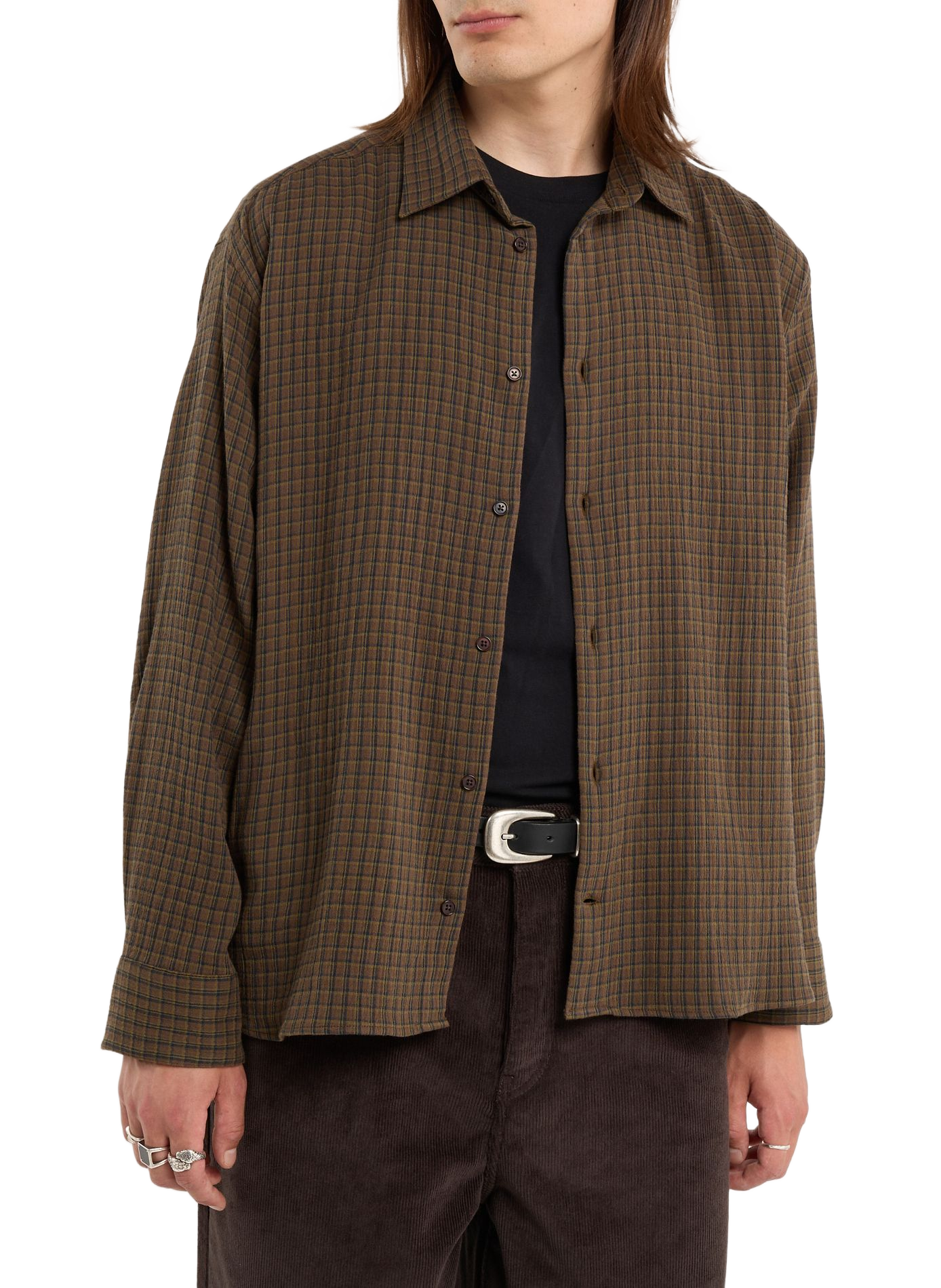 Cotton shirt with classic collar SAISON 1865 Khaki