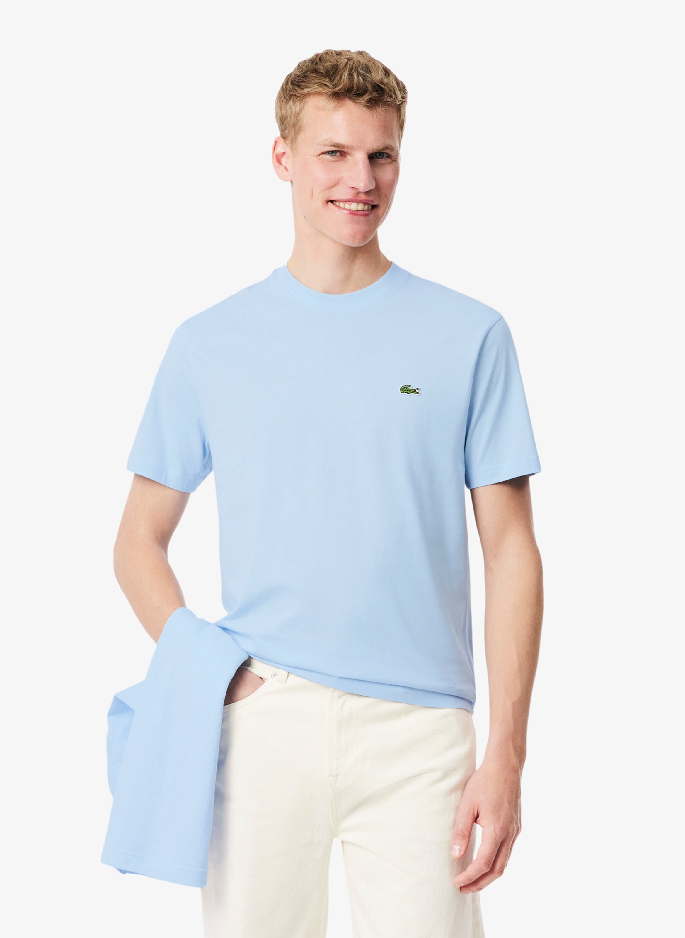 Einfarbiges T-Shirt mit Baumwolllogo LACOSTE Blau