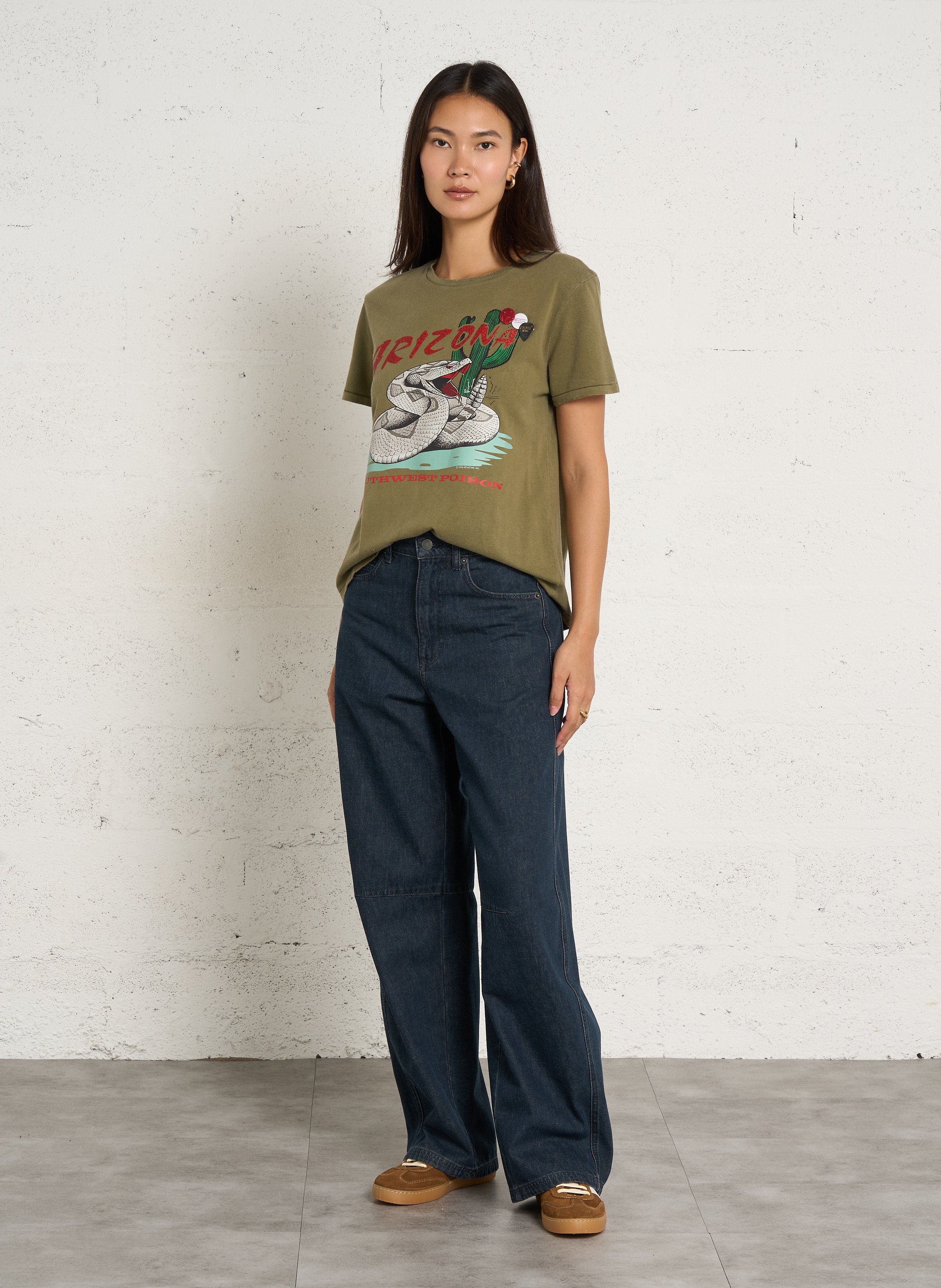 Regular-fit, katoenen T-shirt met ronde hals NEWTONE Kaki
