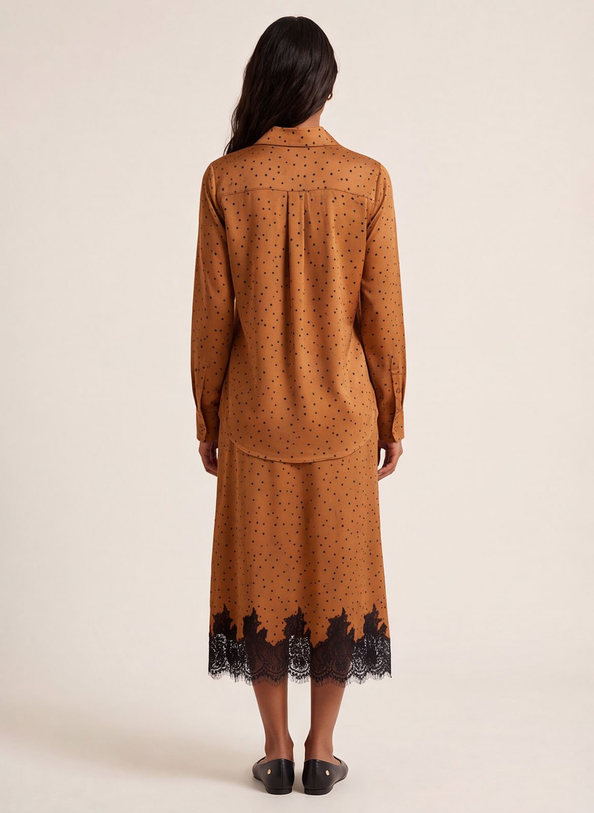 Plain polka-dot straight-cut shirt KOOKAI Brown