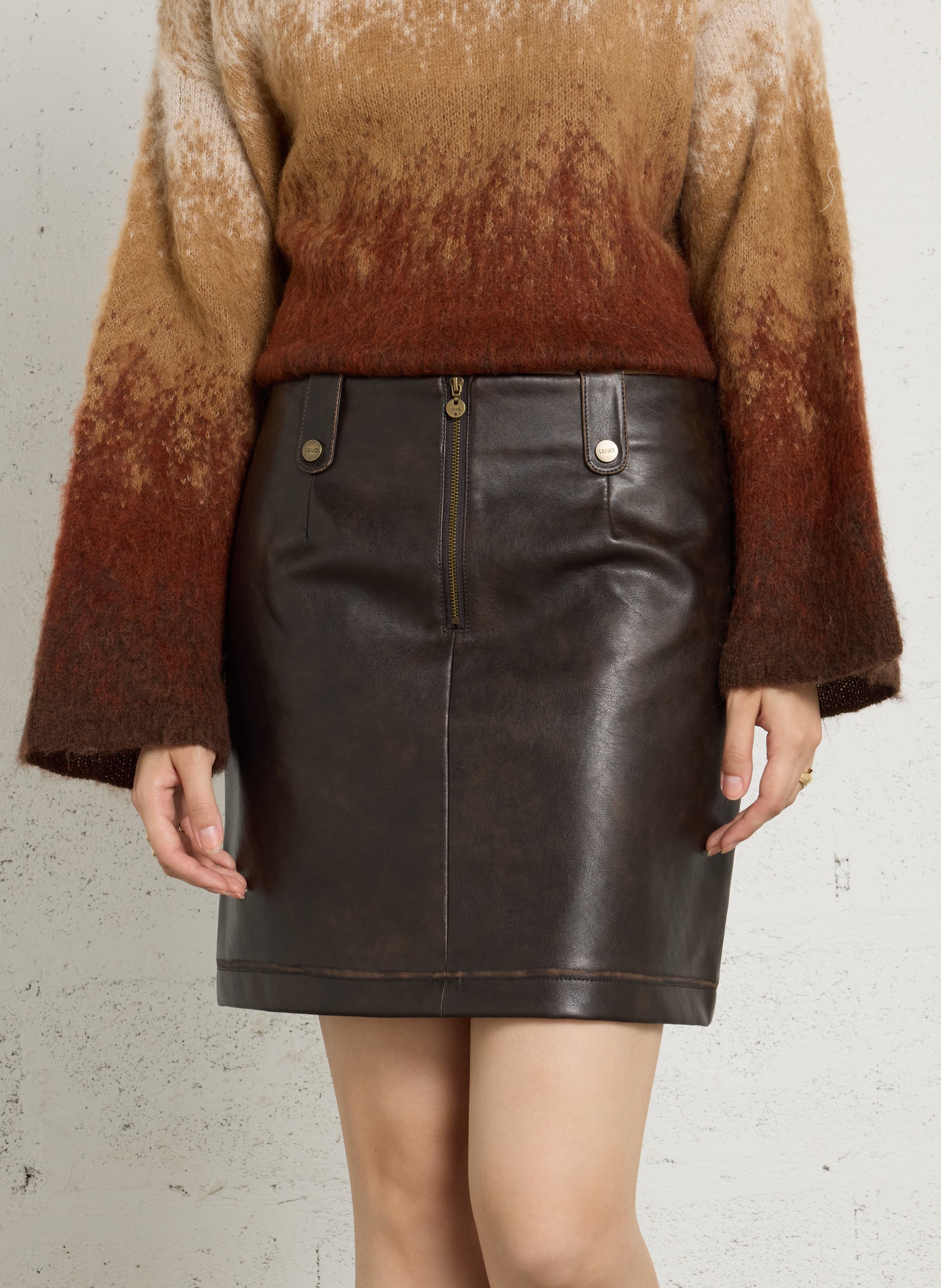 Jupe courte effet cuir LIU JO Marron