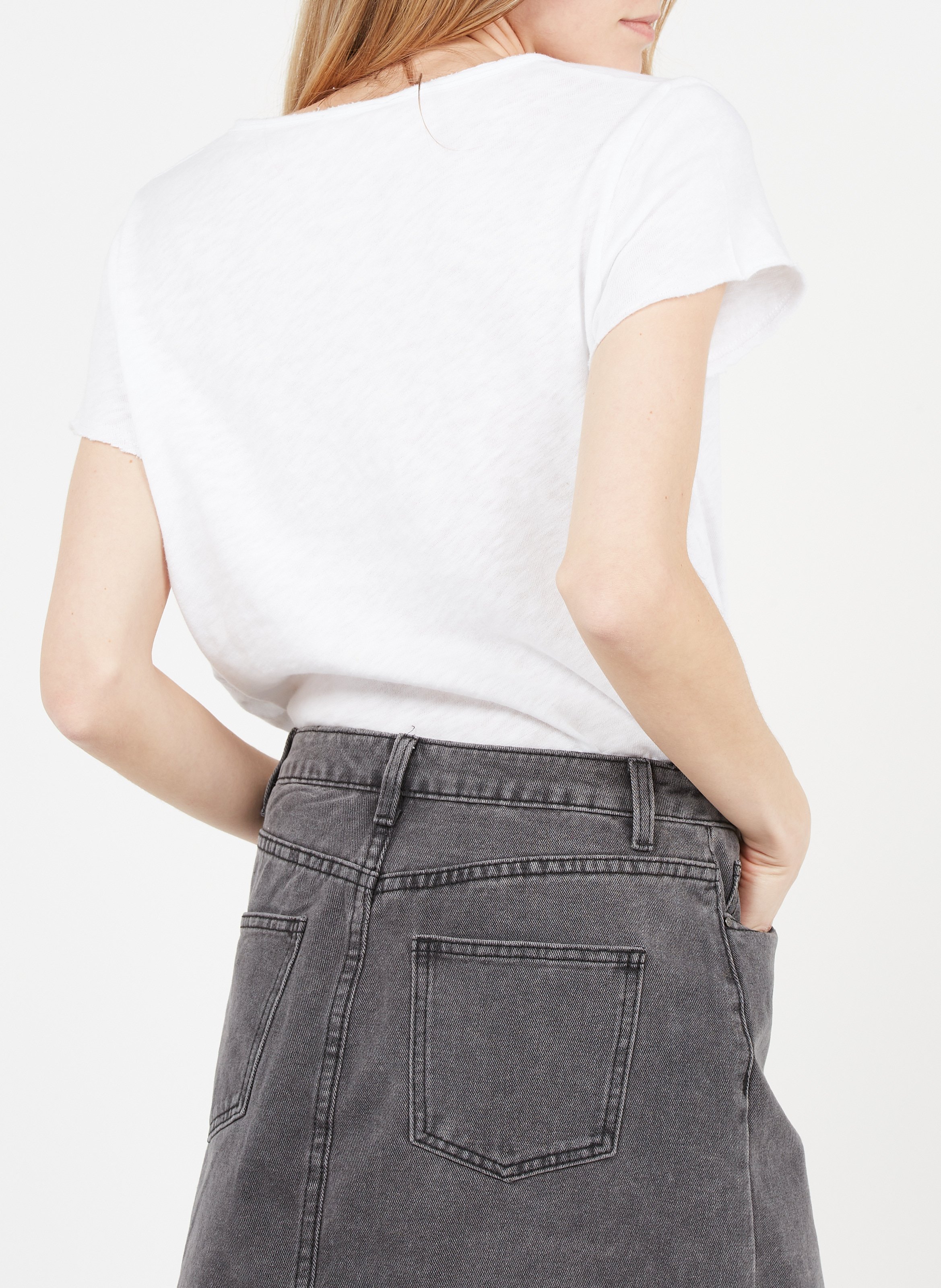 Tee-shirt droit col V en coton AMERICAN VINTAGE Blanc