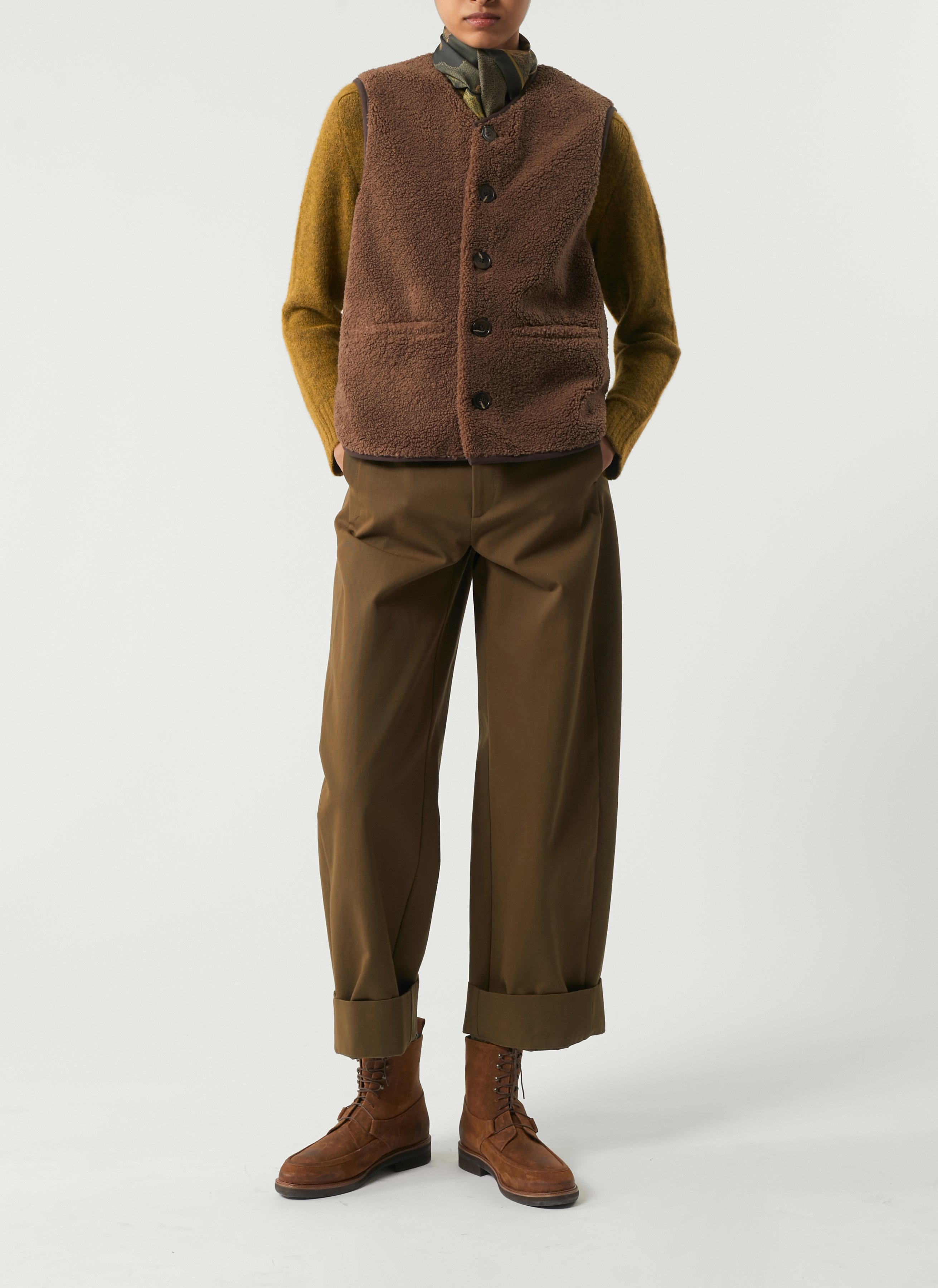 Sheepskin-effect gilet SOEUR Brown