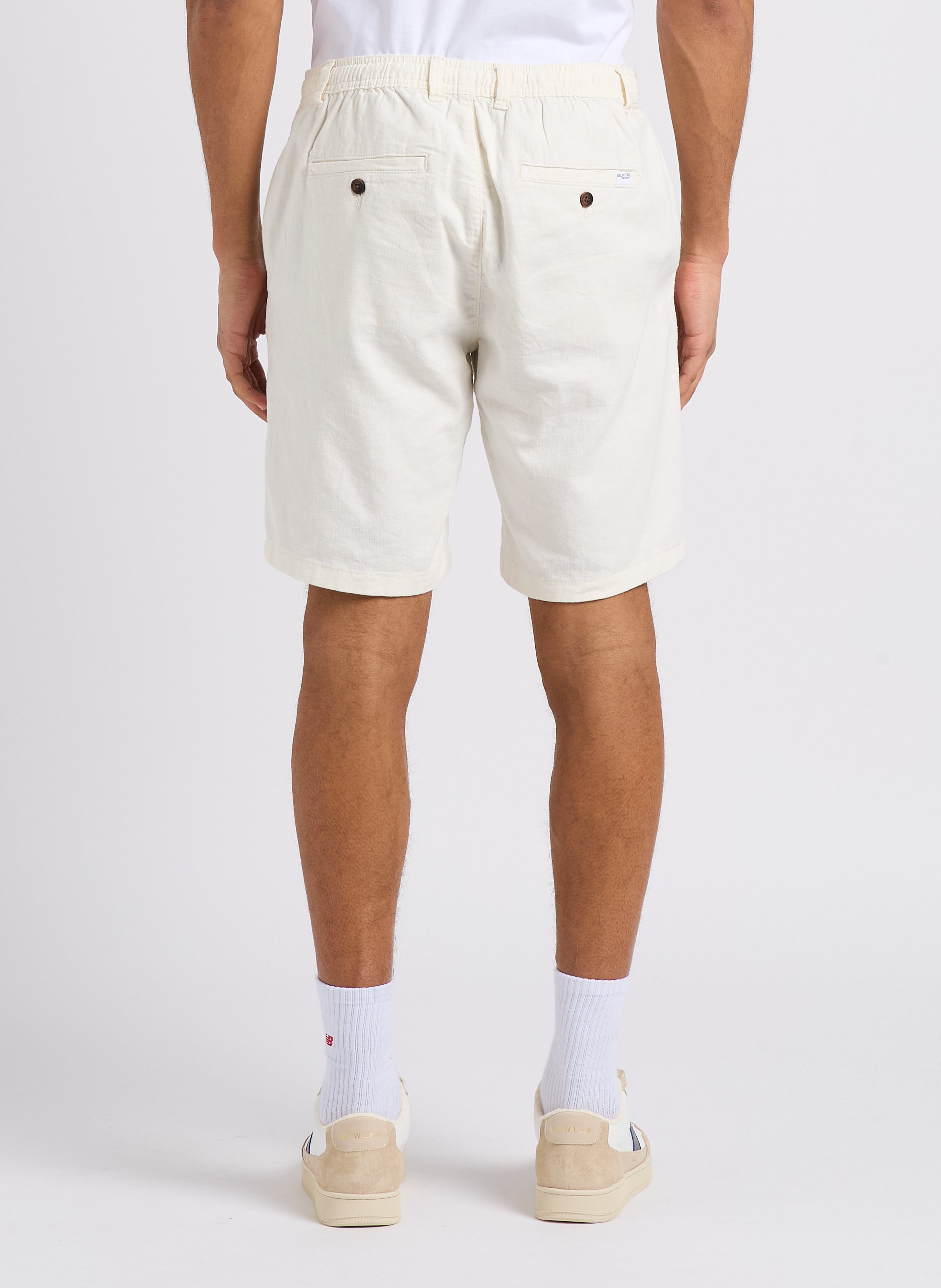 Regular-fit organic cotton-blend shorts SELECTED Beige