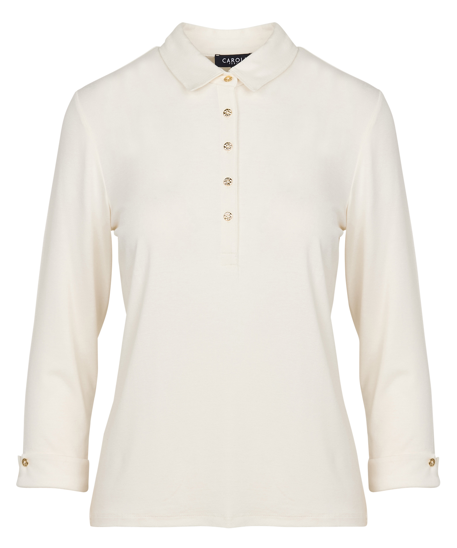 Gerade geschnittenes T-Shirt mit klassischem Kragen Weiss