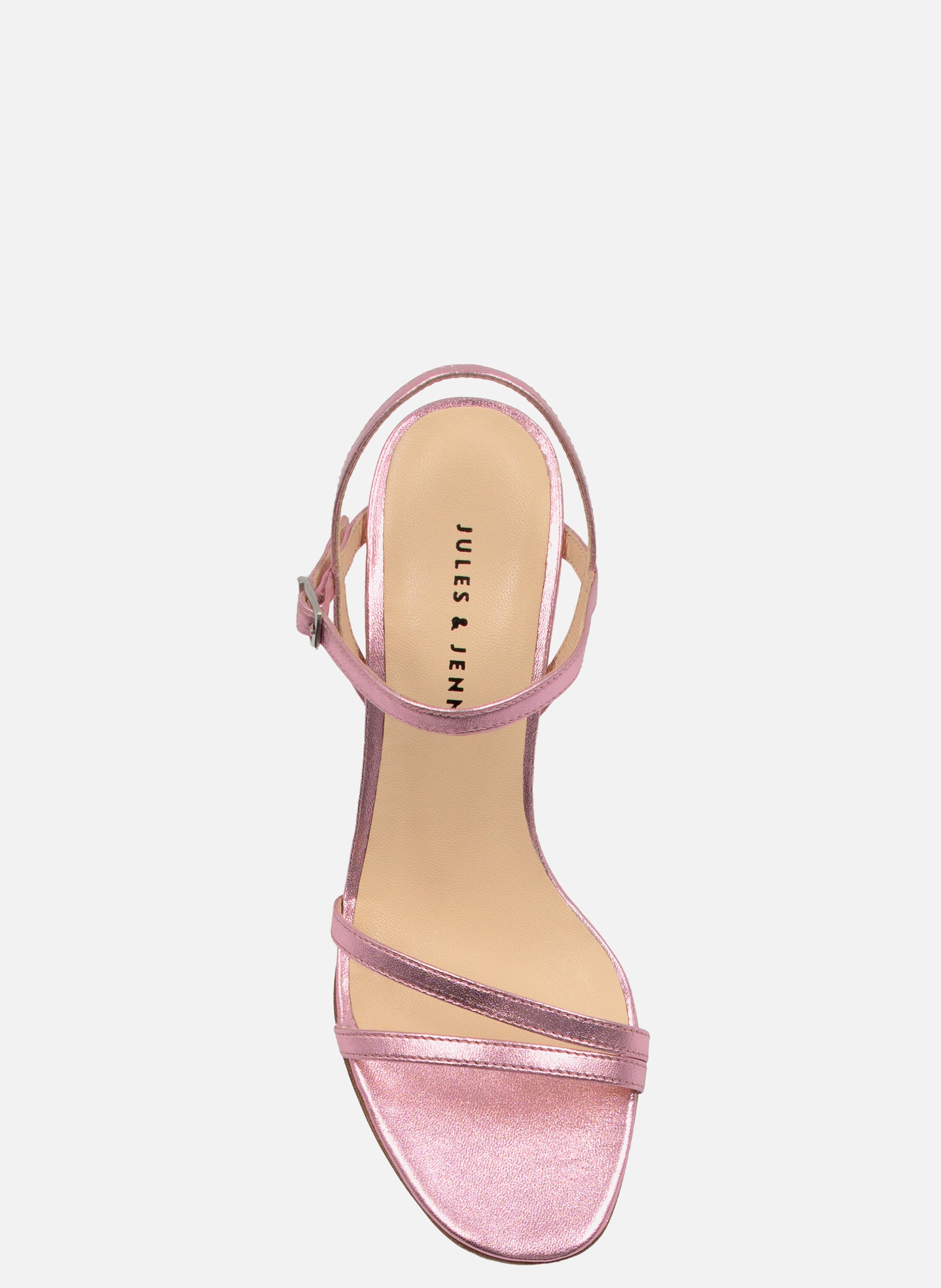 Strappy metallic leather heels JULES & JENN Pink