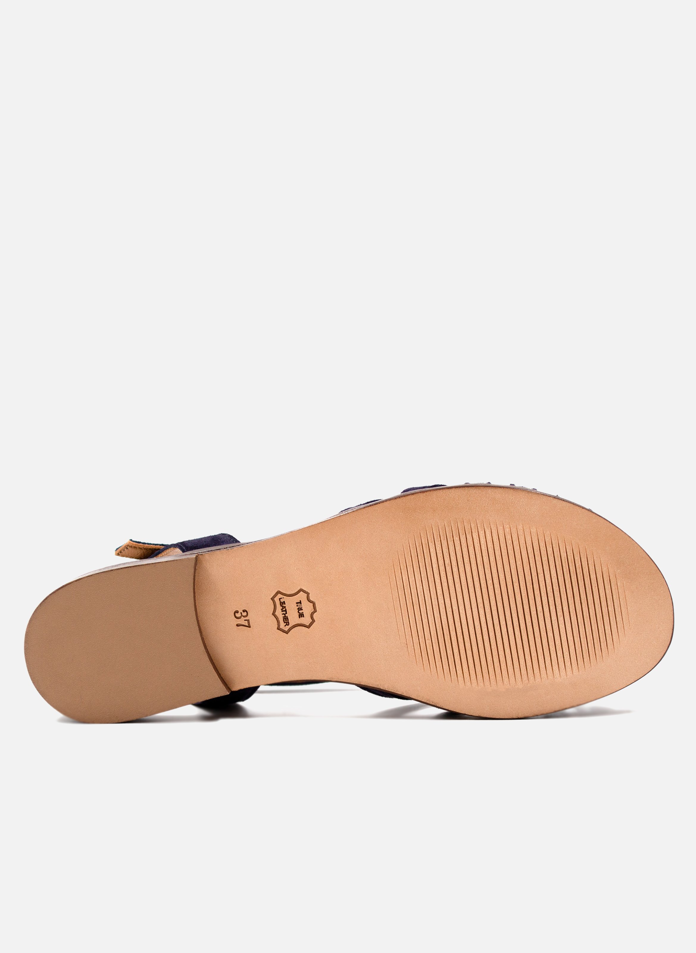 Flat suede leather strap sandals JULES & JENN Blue