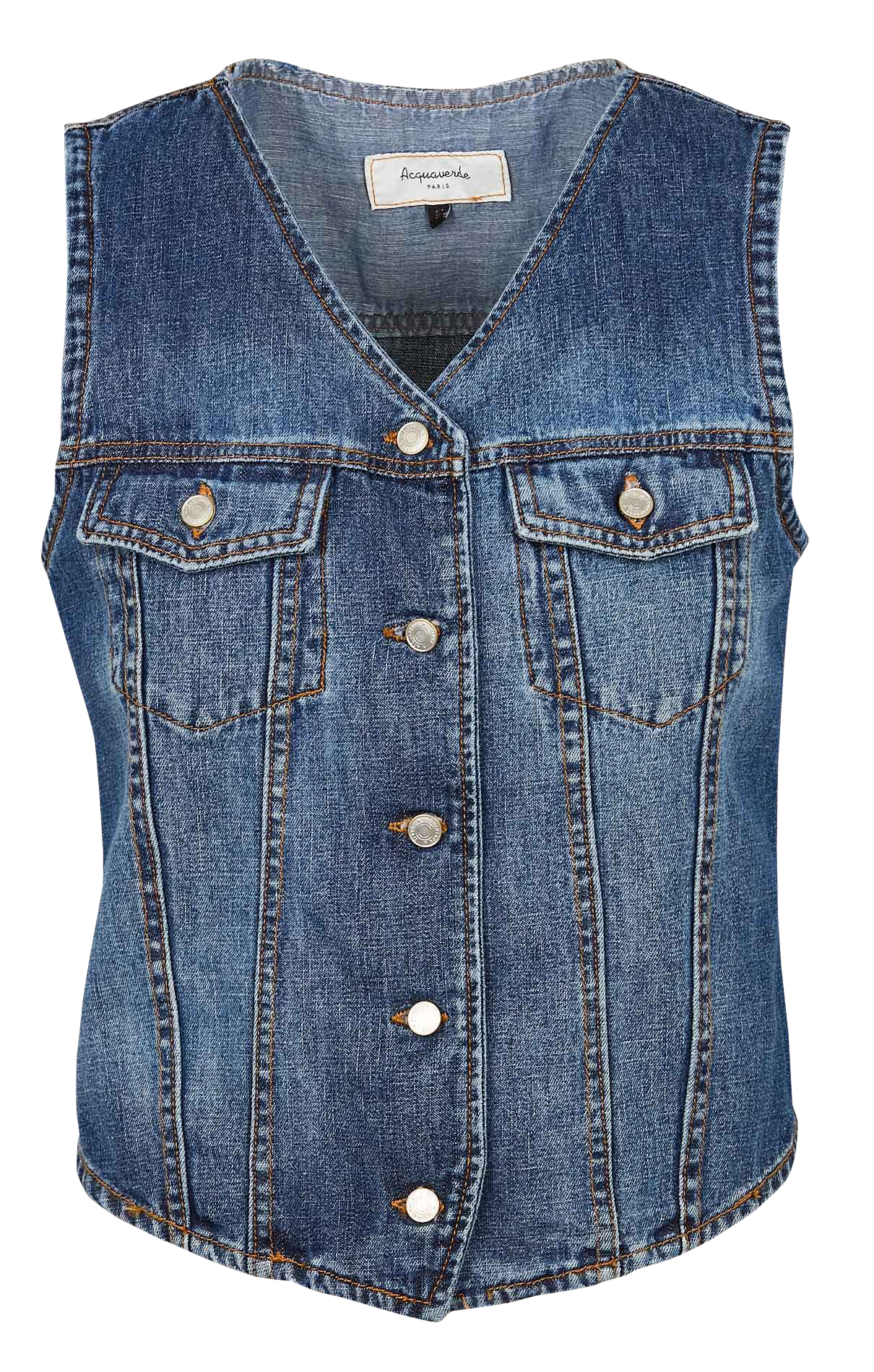 Ärmelloses Jeanshemd mit klassischem Kragen Blau