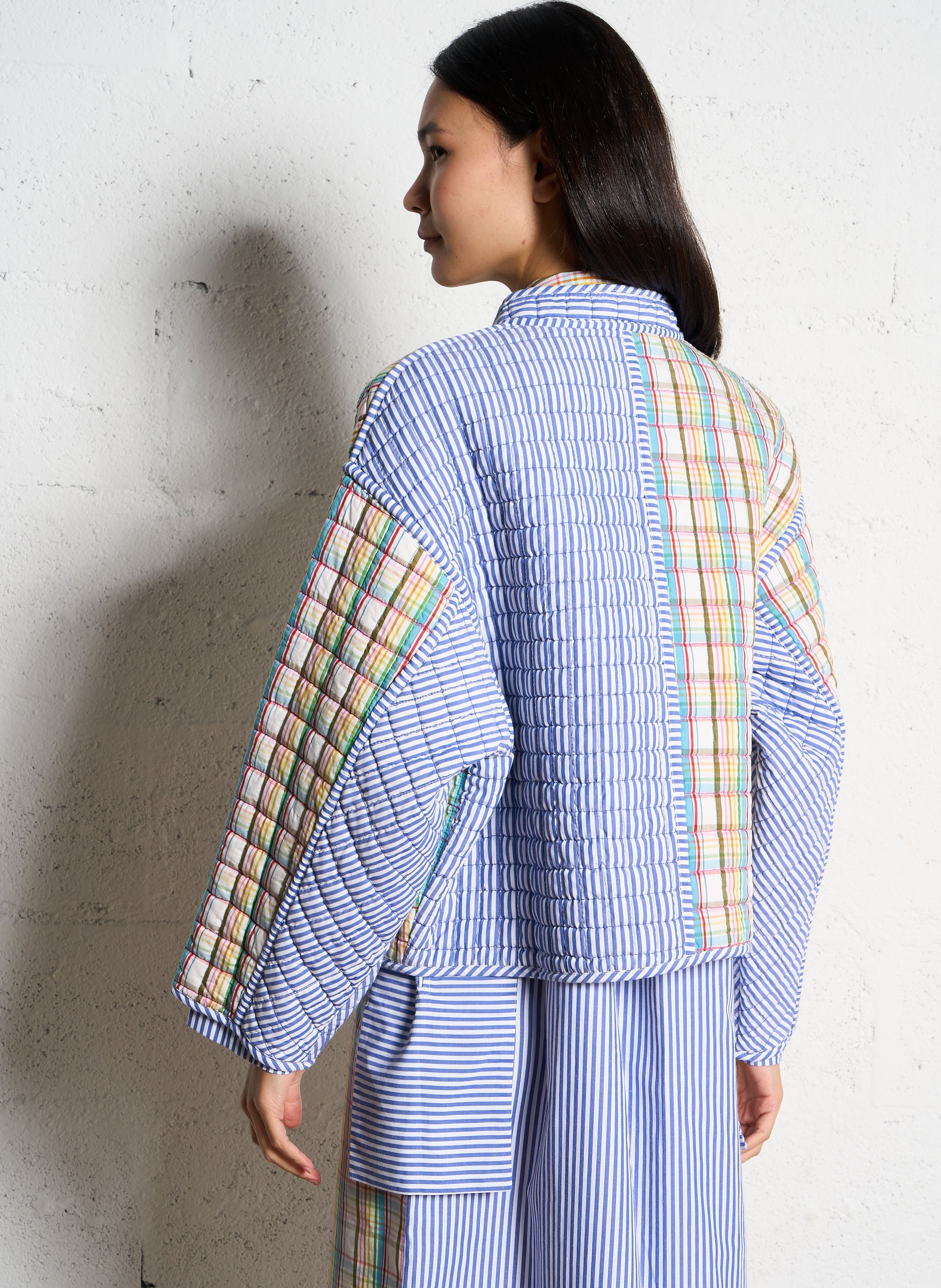 Quilted patchwork cotton jacket V DE VINSTER Blue