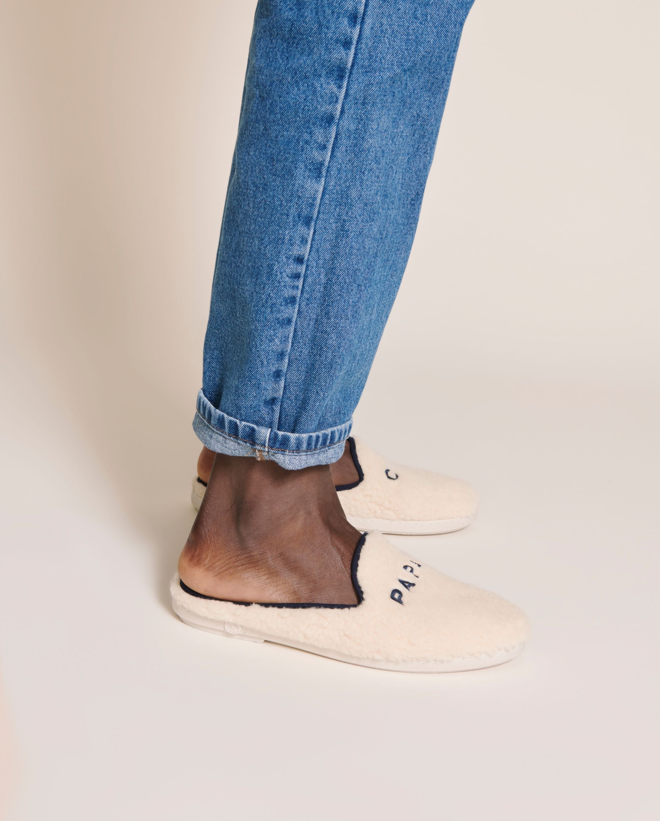 Mule homme papa cool, collab' x émoi émoi ANGARDE Blanc