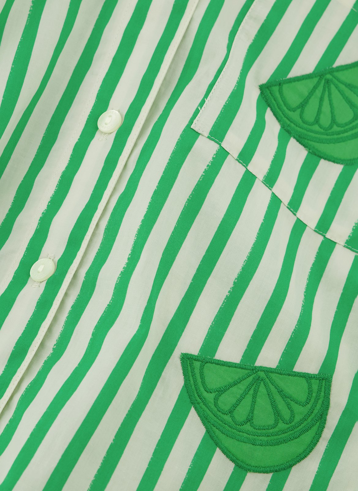 Chemise col classique rayée en coton bio FABIENNE CHAPOT Vert