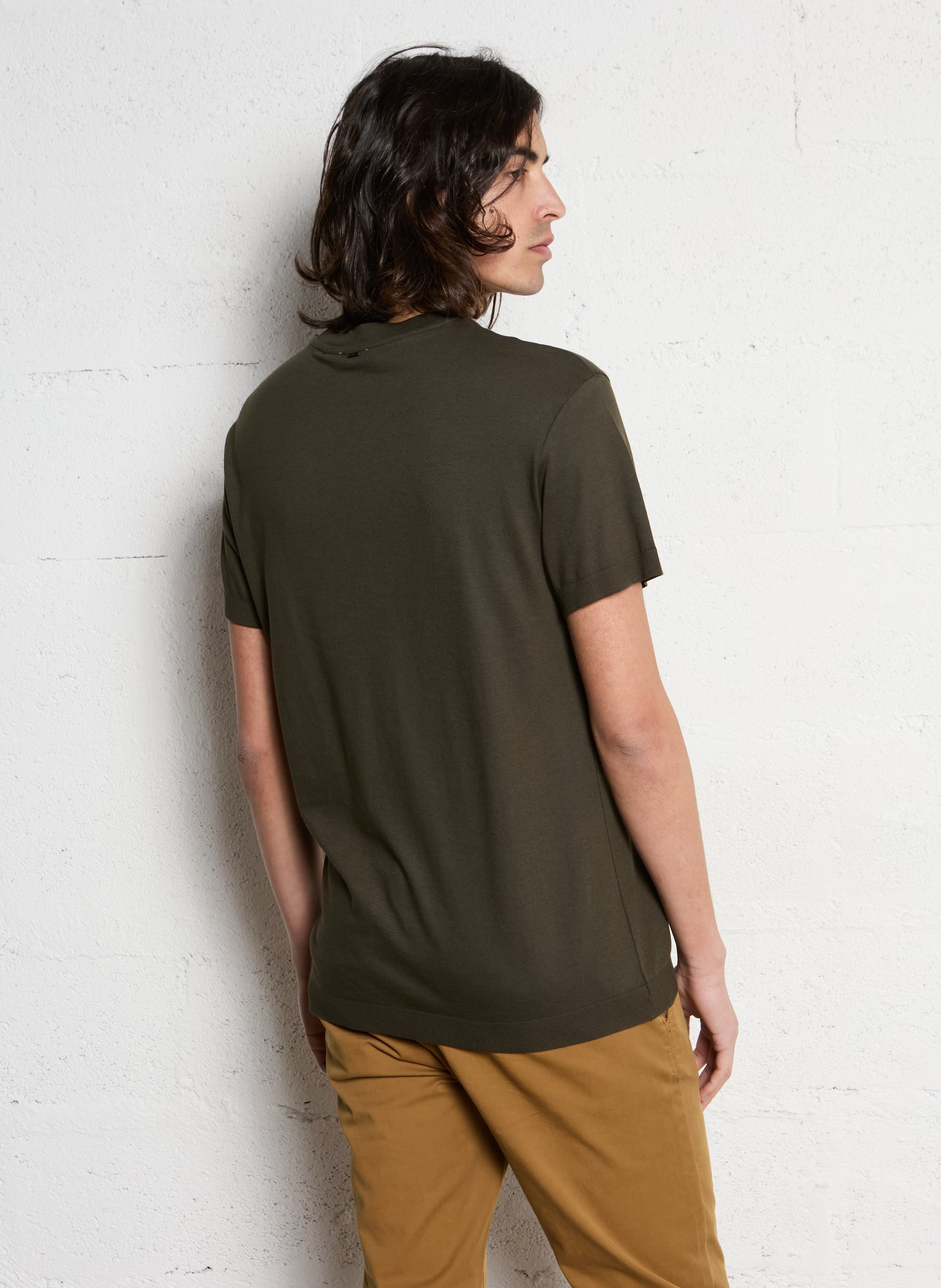 Round-neck straight-cut cotton-blend T-shirt IKKS Khaki