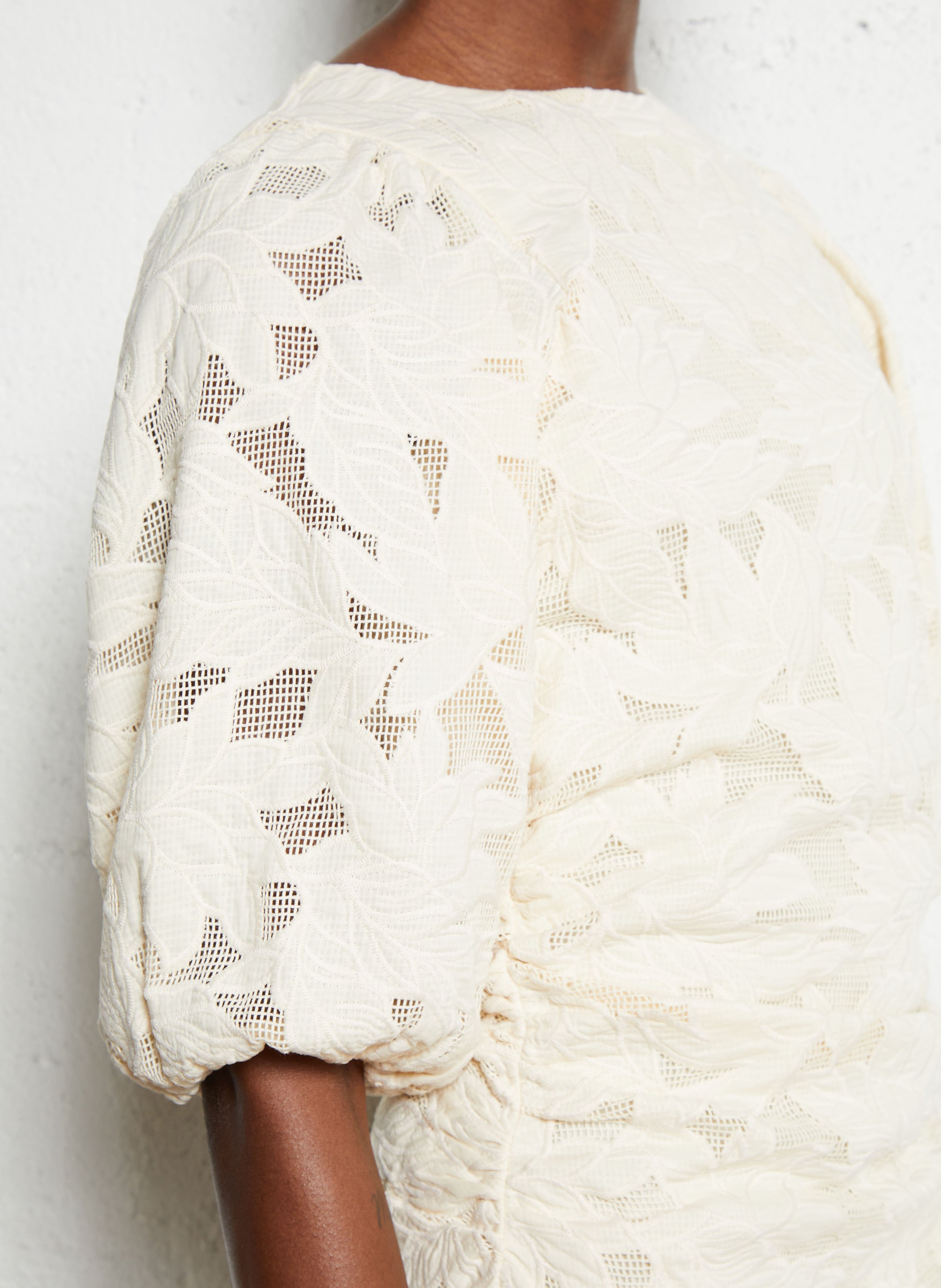 Robe courte col rond en coton THE TINY BIG SISTER Beige