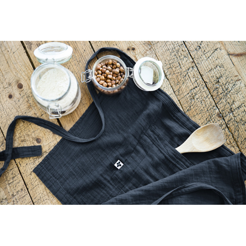 Chef apron in cotton gauze L'EFFET PAPILLON Blue