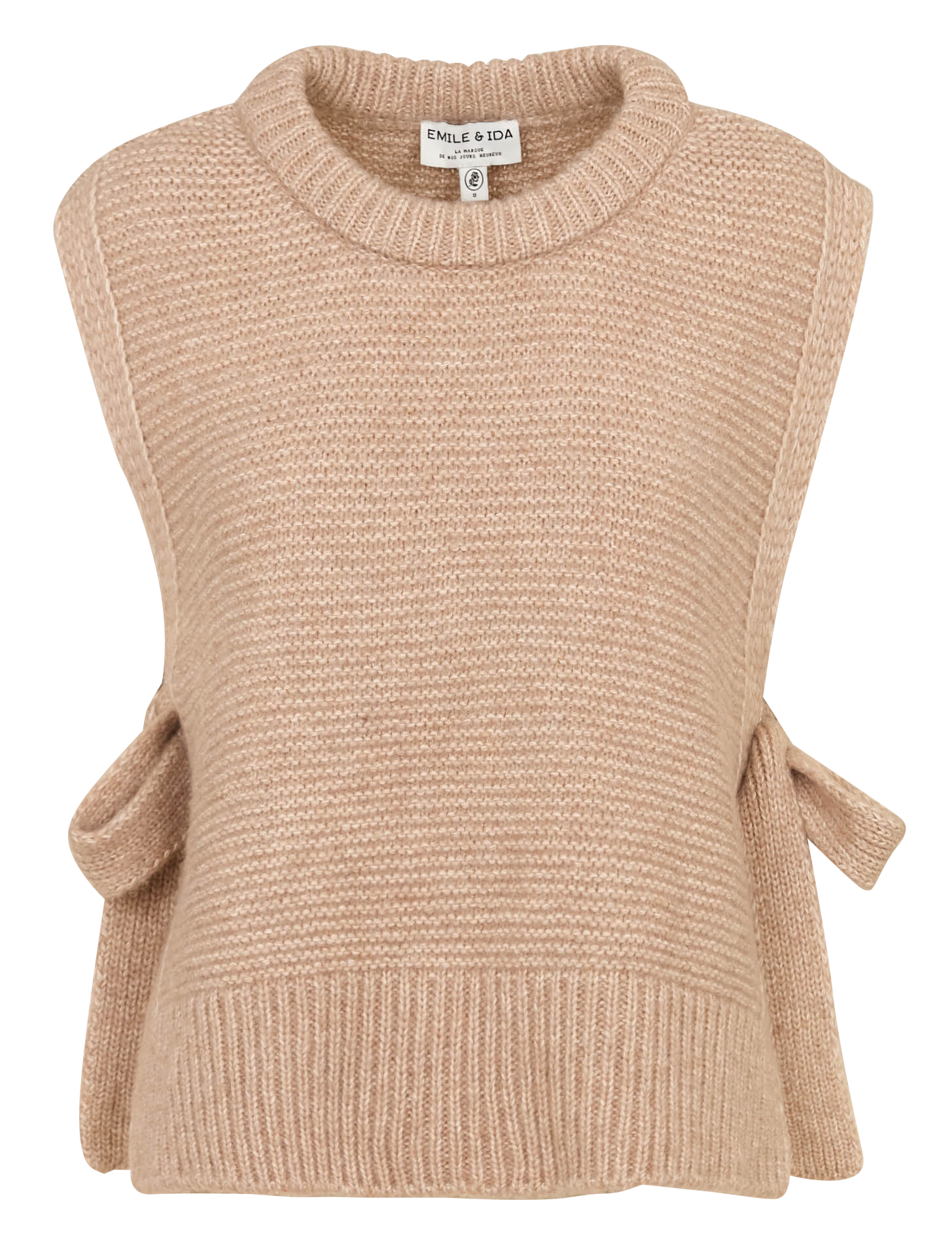 Kurzärmliger Pullover mit Rundhalsausschnitt EMILE ET IDA Beige