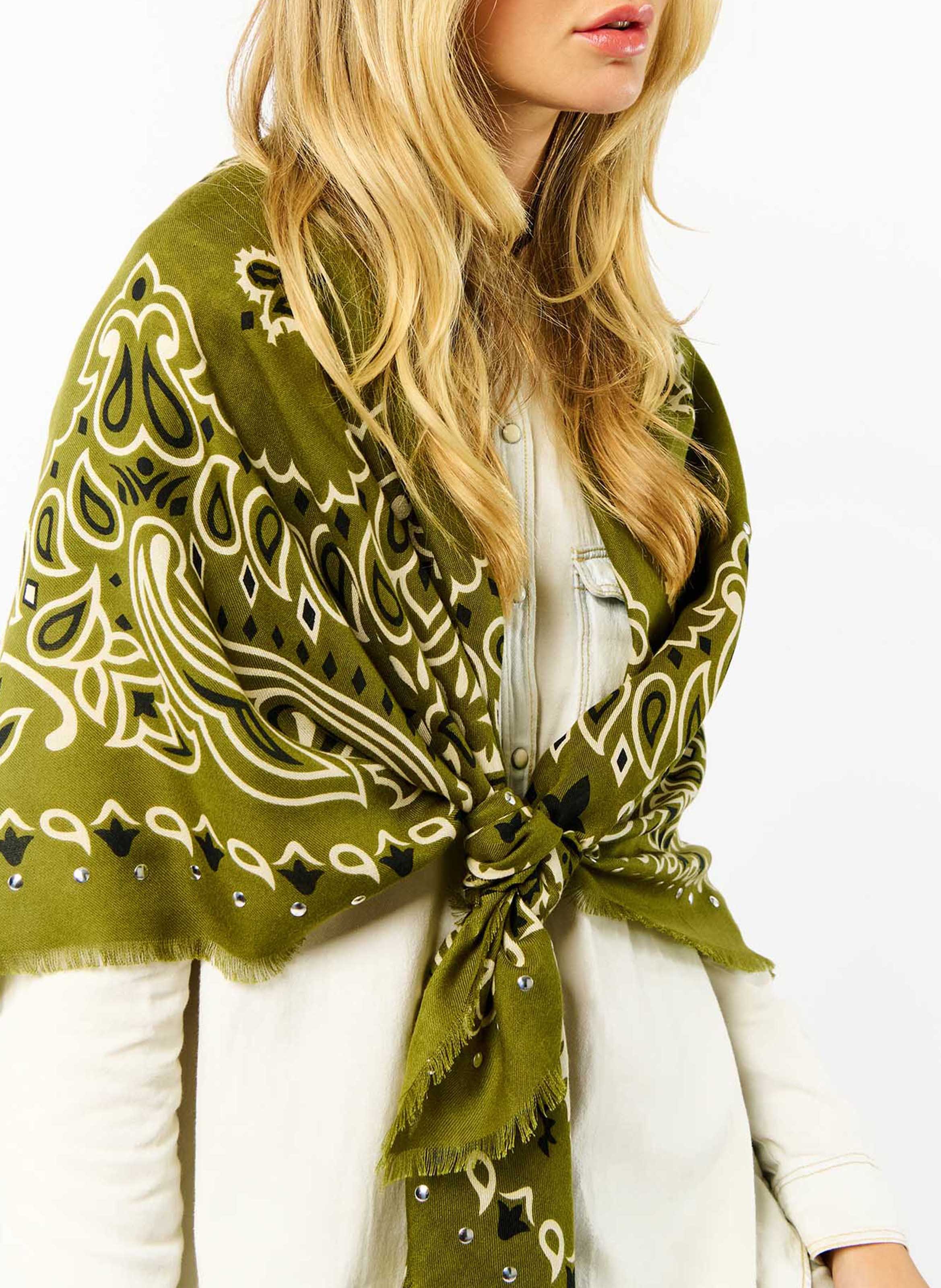 Bandana print scarf WILD Khaki