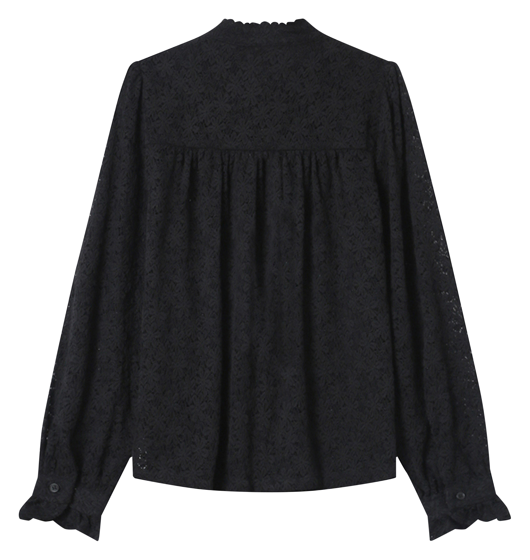 Chemise col rond rond en coton mélangé GRACE ET MILA Noir