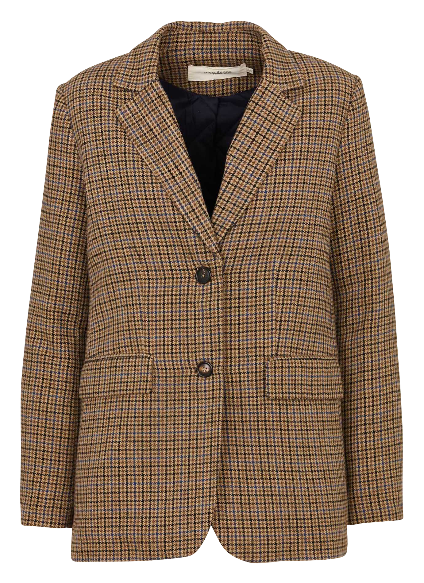 Veste droite motif pied-de-poule avec écharpe NICE THINGS Beige