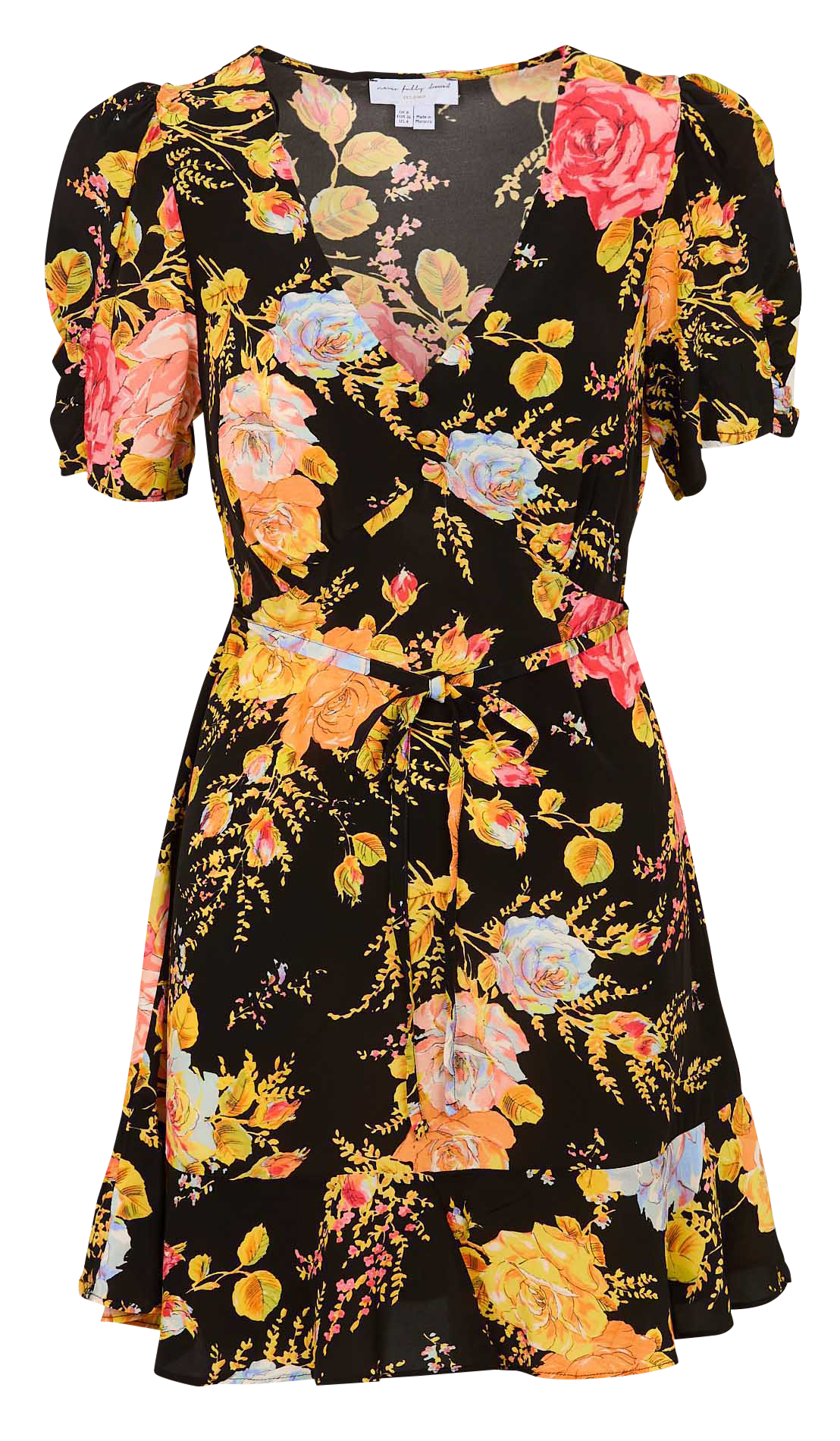 Robe courte col V imprimé NEVER FULLY DRESSED Noir