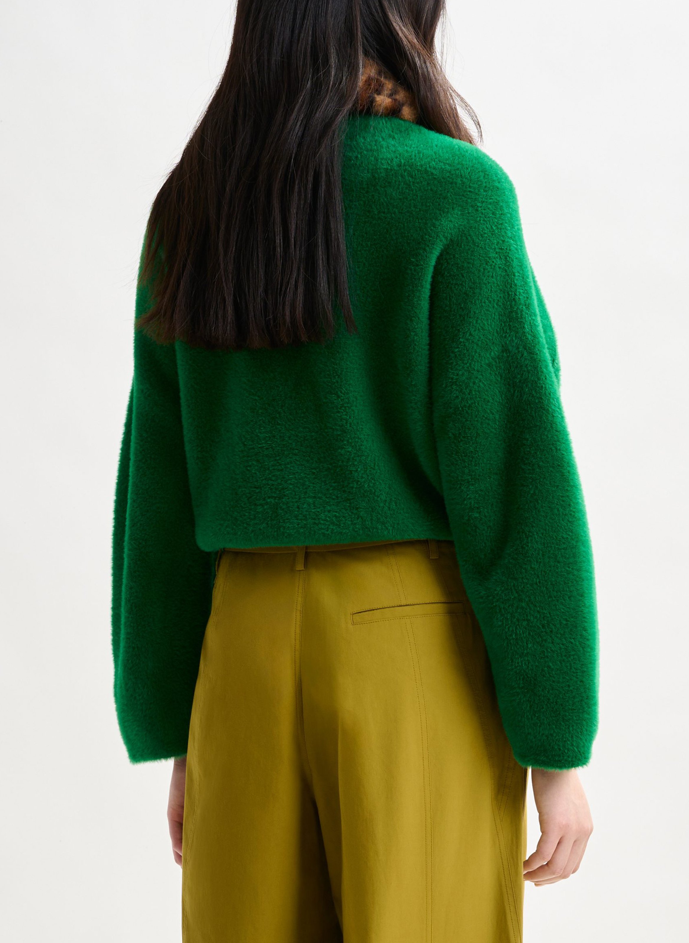 Cardigan ample à col fourrure amovible ESSENTIEL ANTWERP Vert