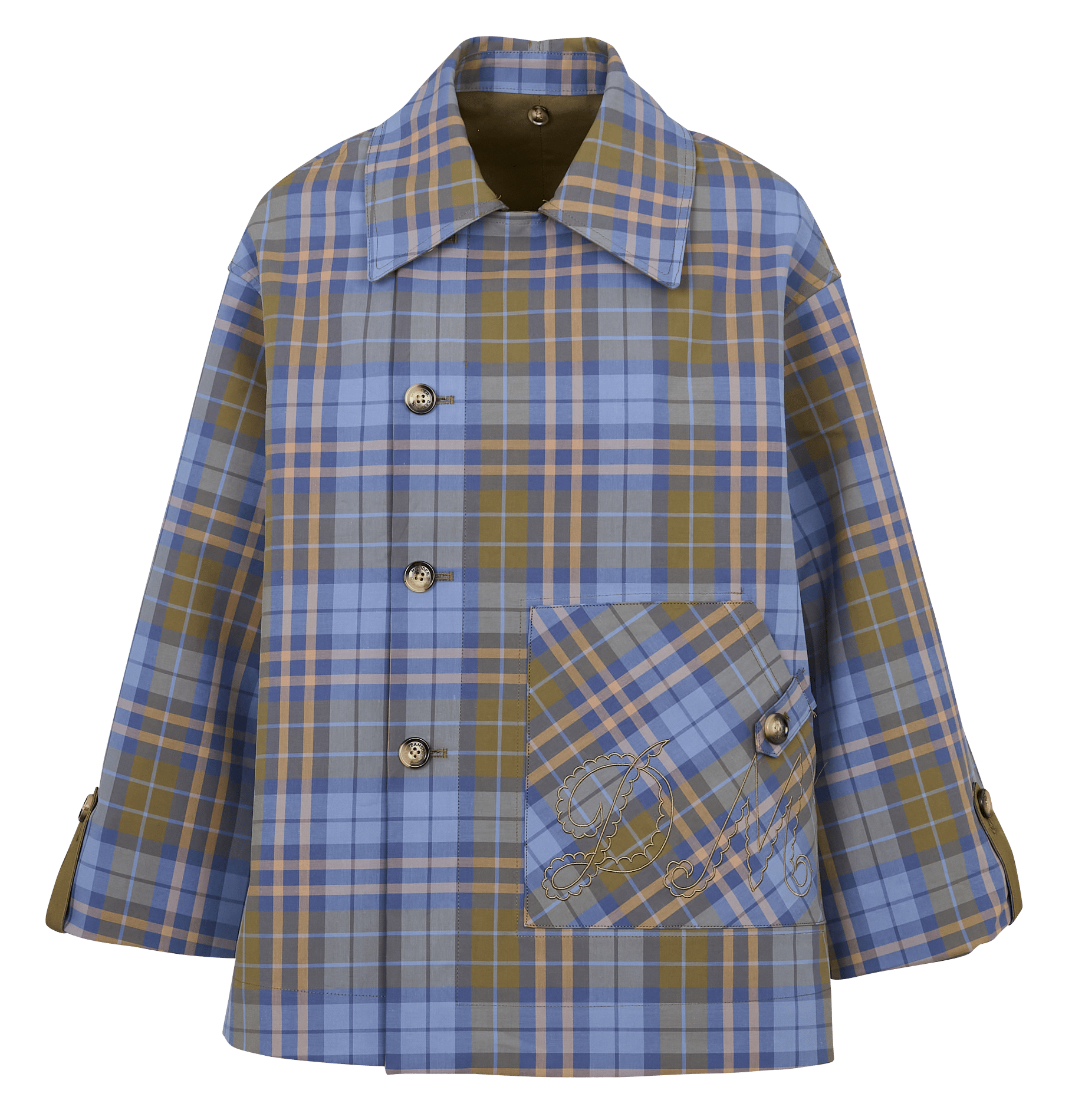 Short organic cotton trench coat DAMSON MADDER Green