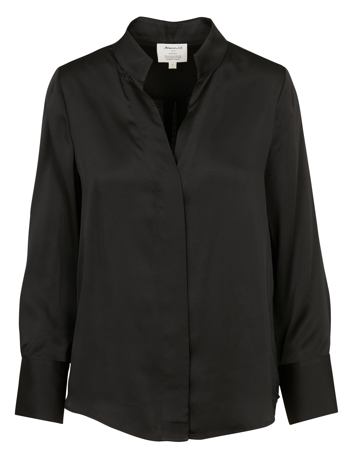 Fluid satin blouse with Tunisian collar MAISON 123 Black