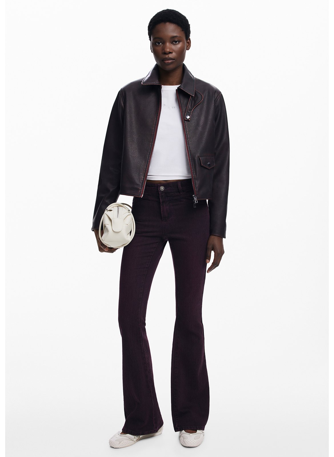 Veste droite zippée effet cuir DESIGUAL Rouge