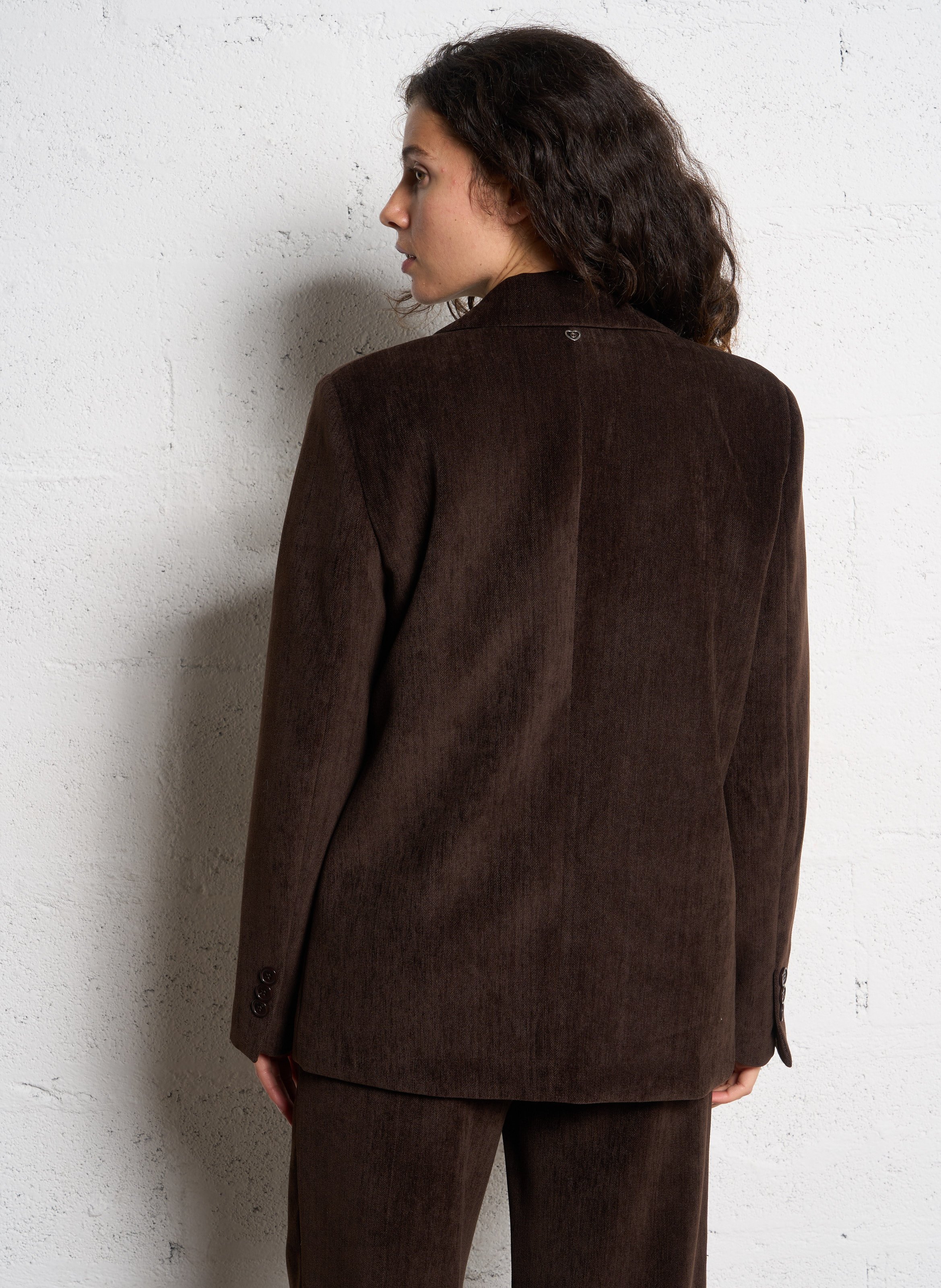 Buttoned velvet blazer PLEASE Brown