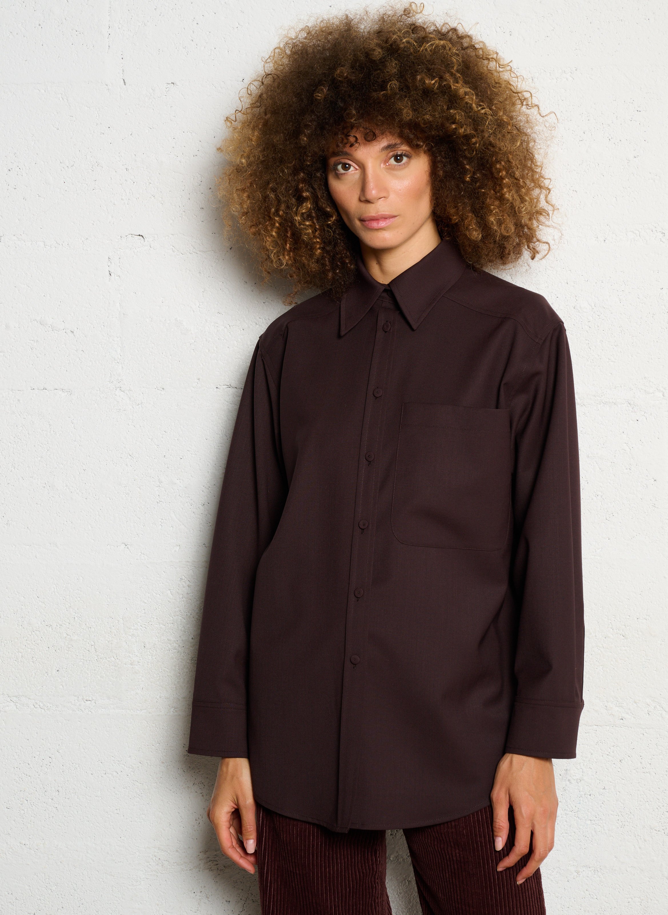 Chemise oversize col classique MARGAUX LONNBERG Marron