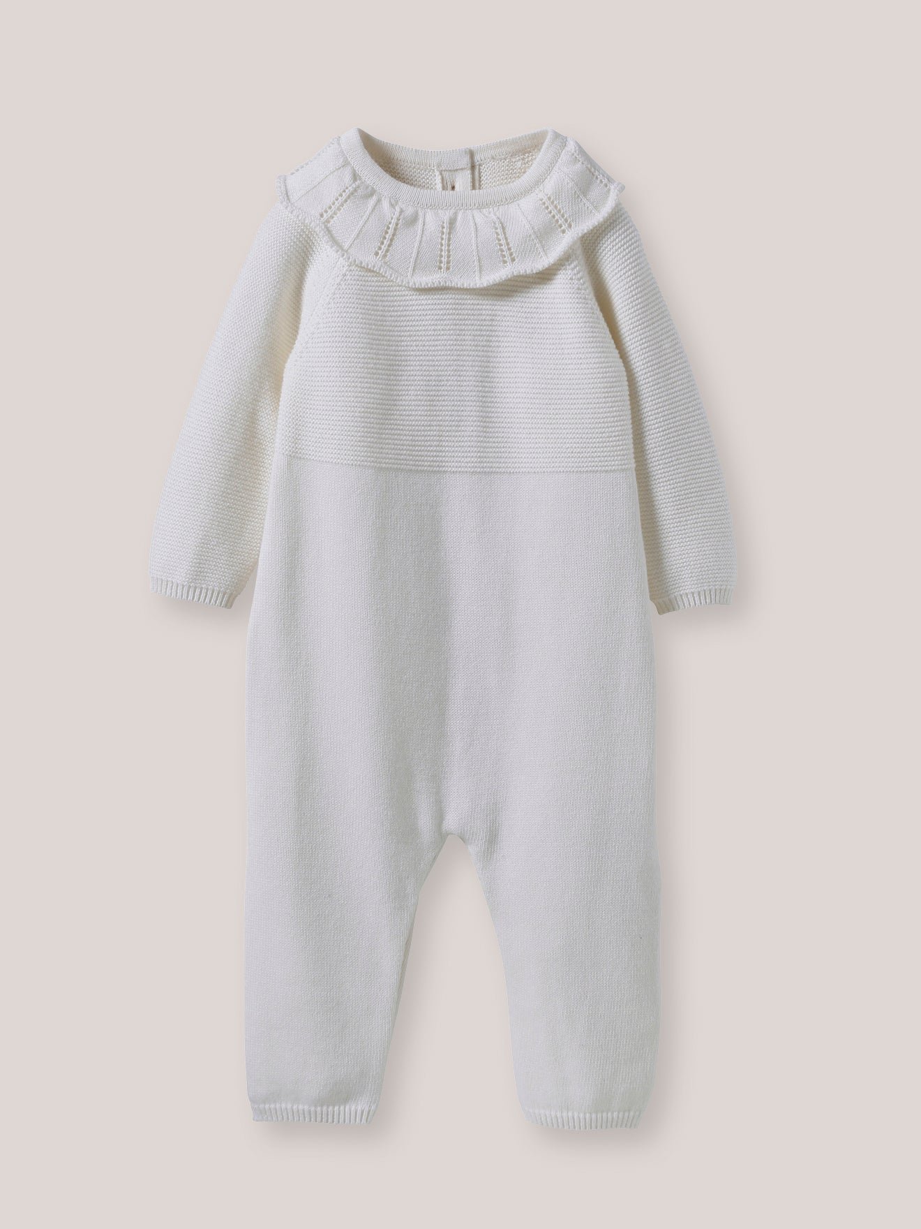 Ruffled collar jumpsuit - organic cotton CYRILLUS White