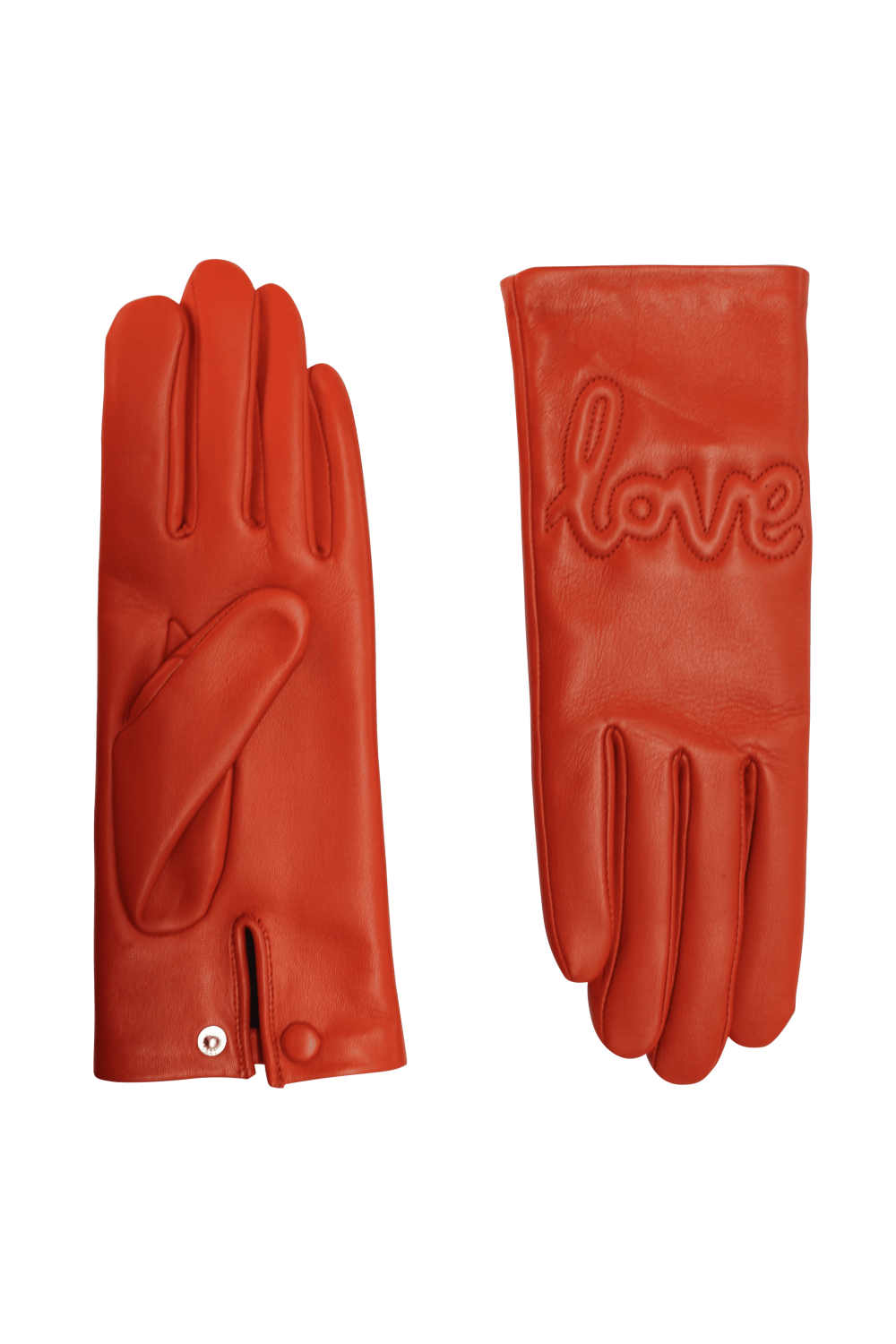 Silk-lined leather gloves. AGNELLE Red