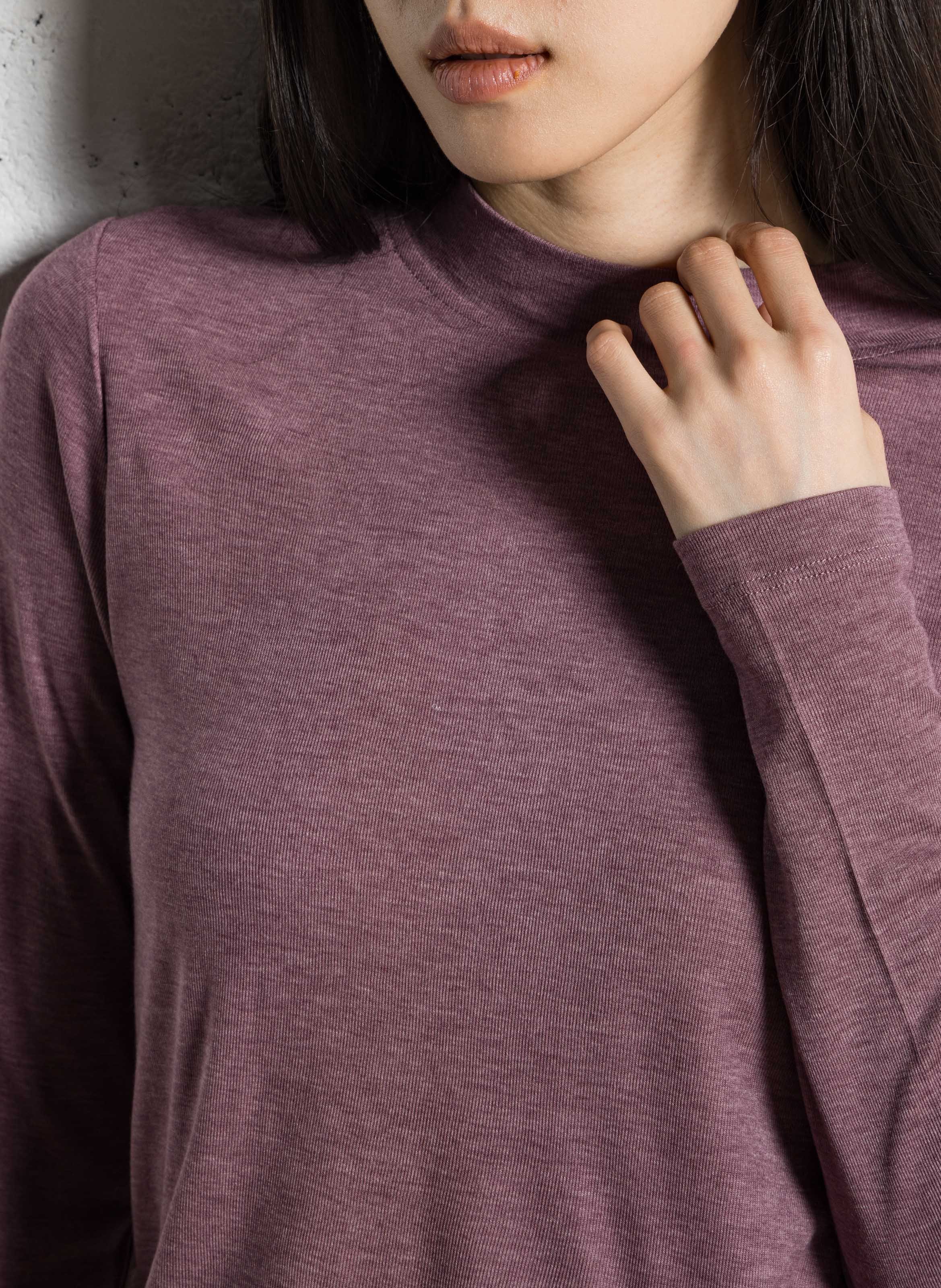 Flowy long-sleeve high-neck t-shirt MAISON 123 Purple