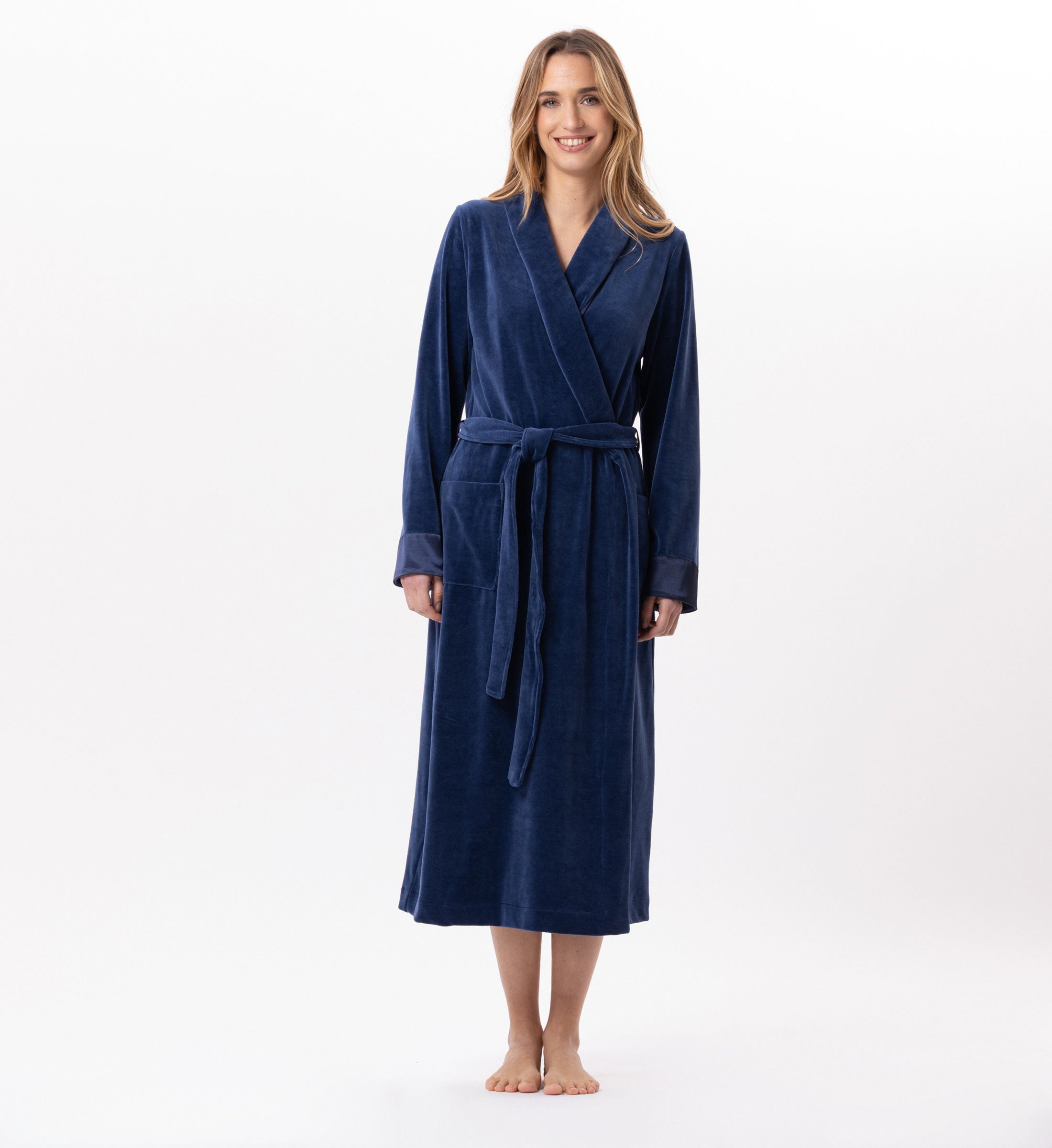 Crossed velvet dressing gown LE CHAT Blue