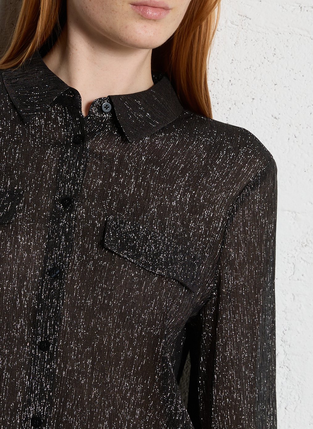 Straight shirt with metallic threads MAISON 123 Black