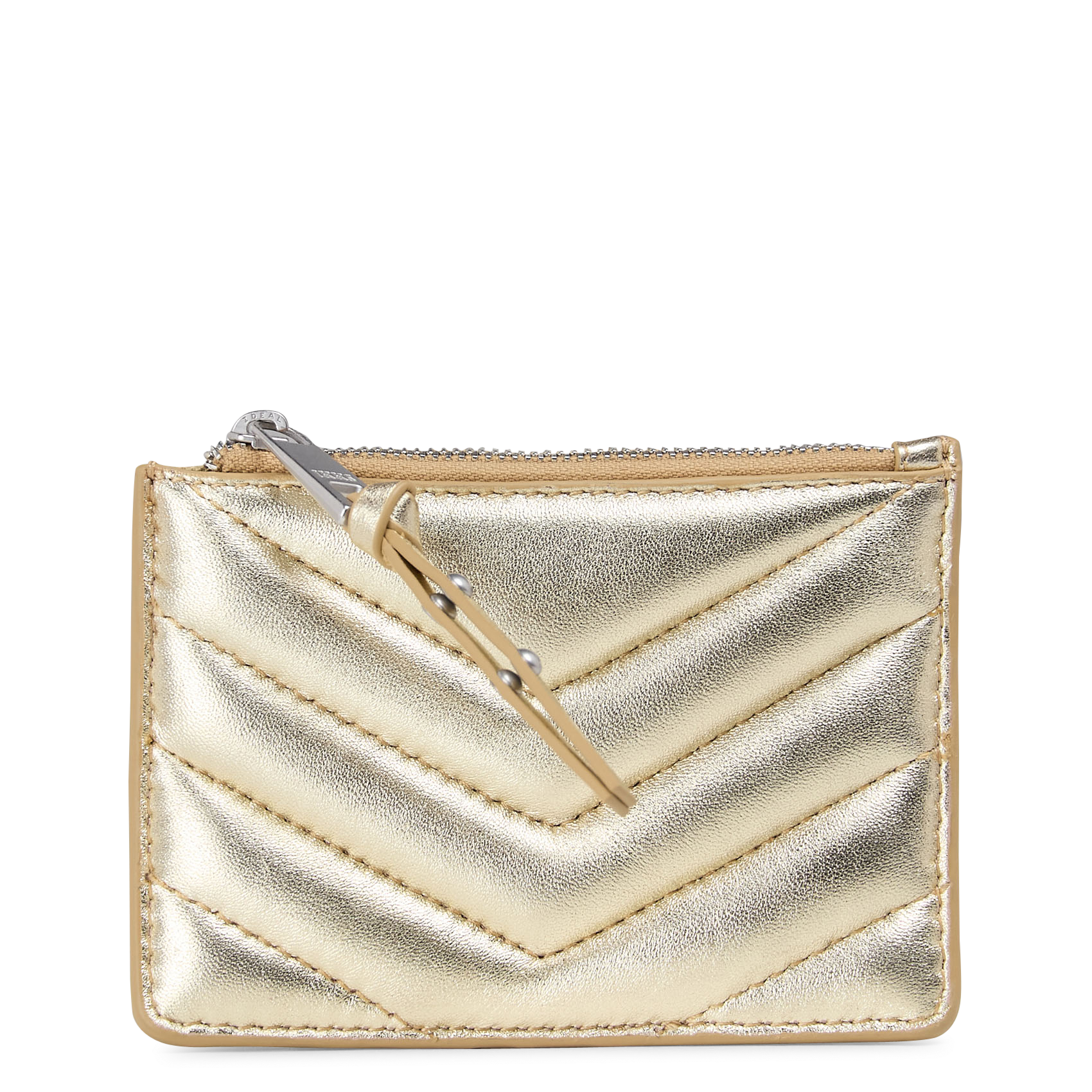 Porte-cartes matelassé brillant IKKS Doré