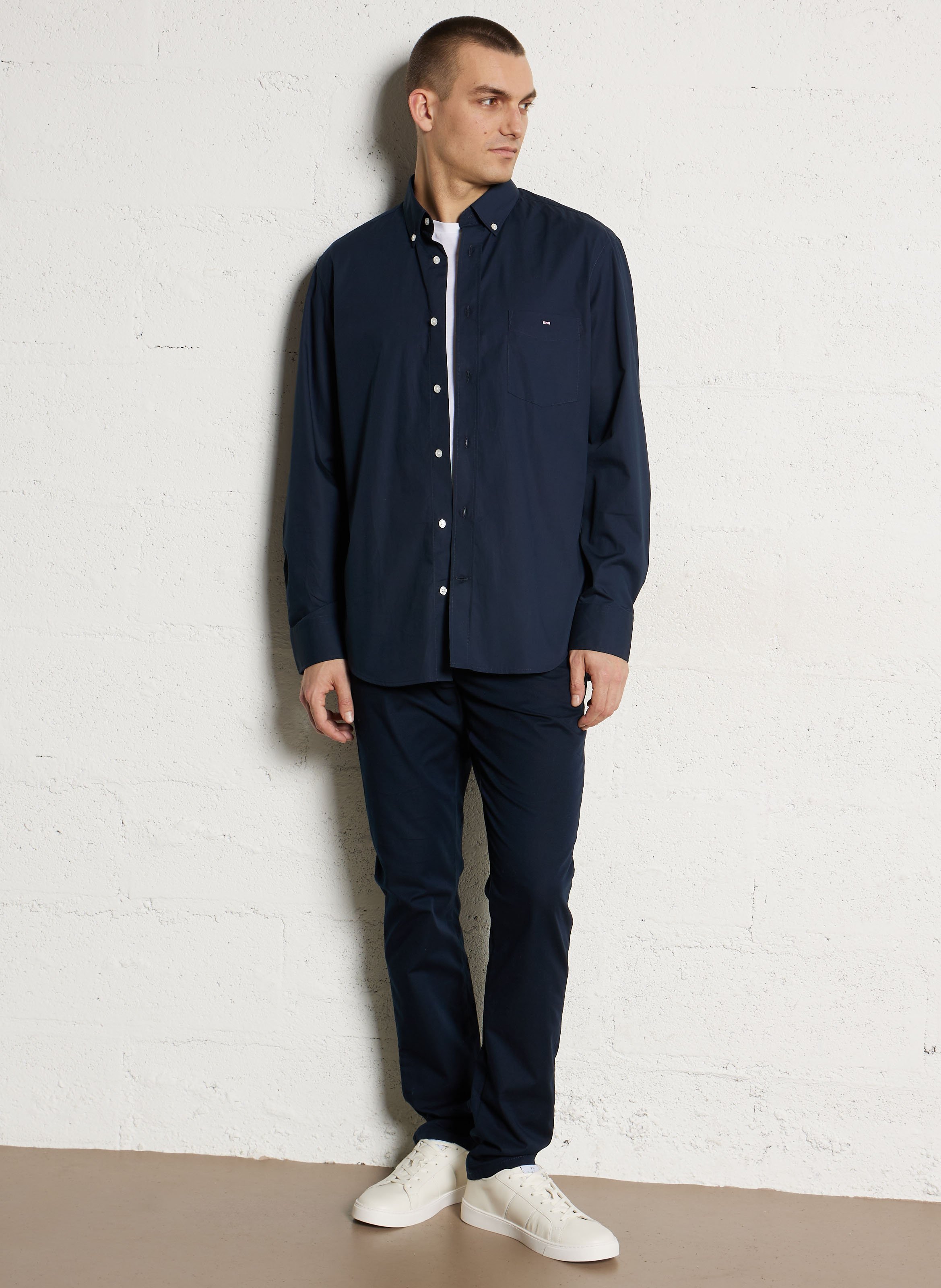 Chemise droite col classique en coton EDEN PARK Bleu