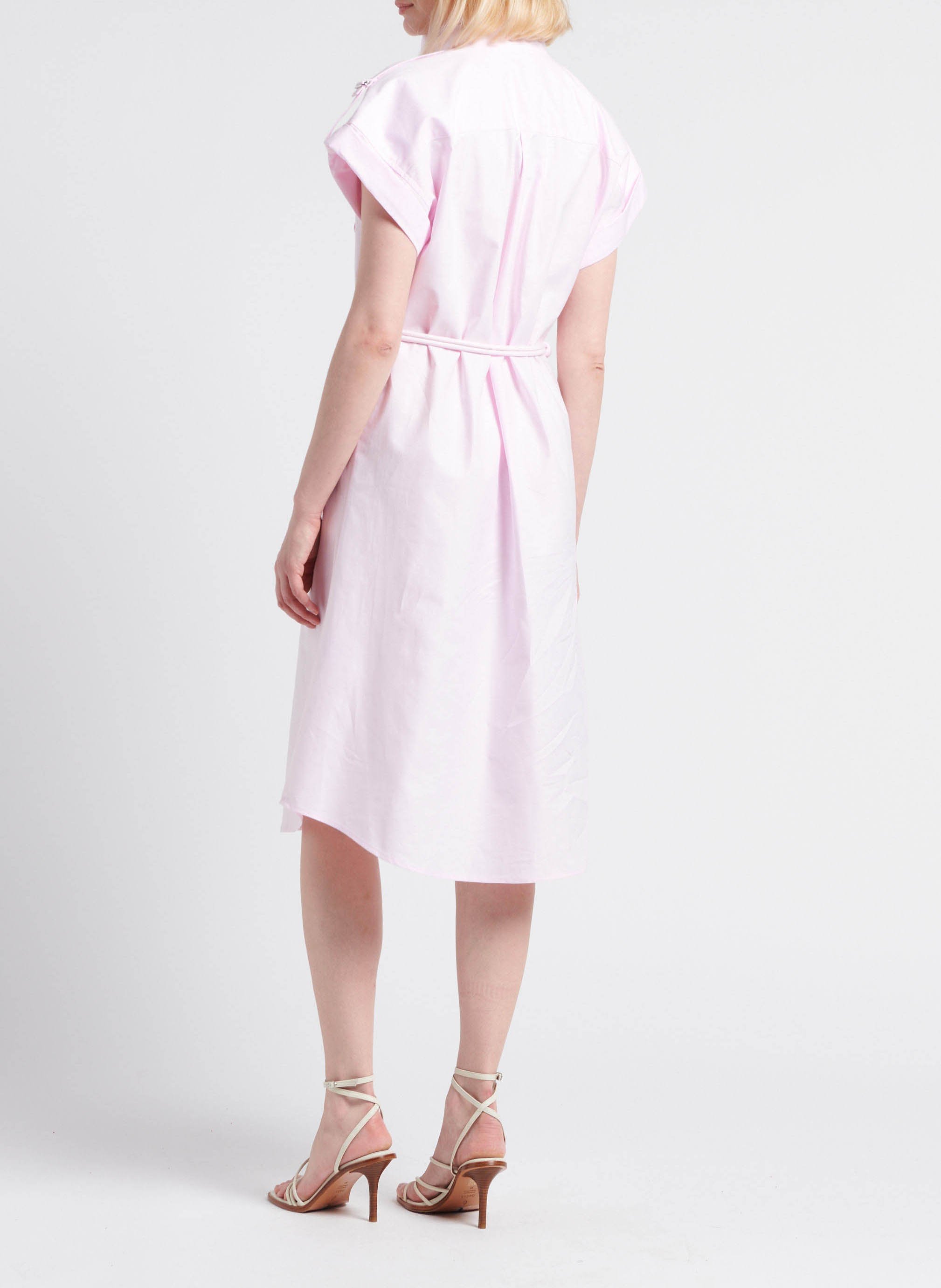 Halflange, asymmetrische jurk van biokatoen VALENTINE GAUTHIER Roze