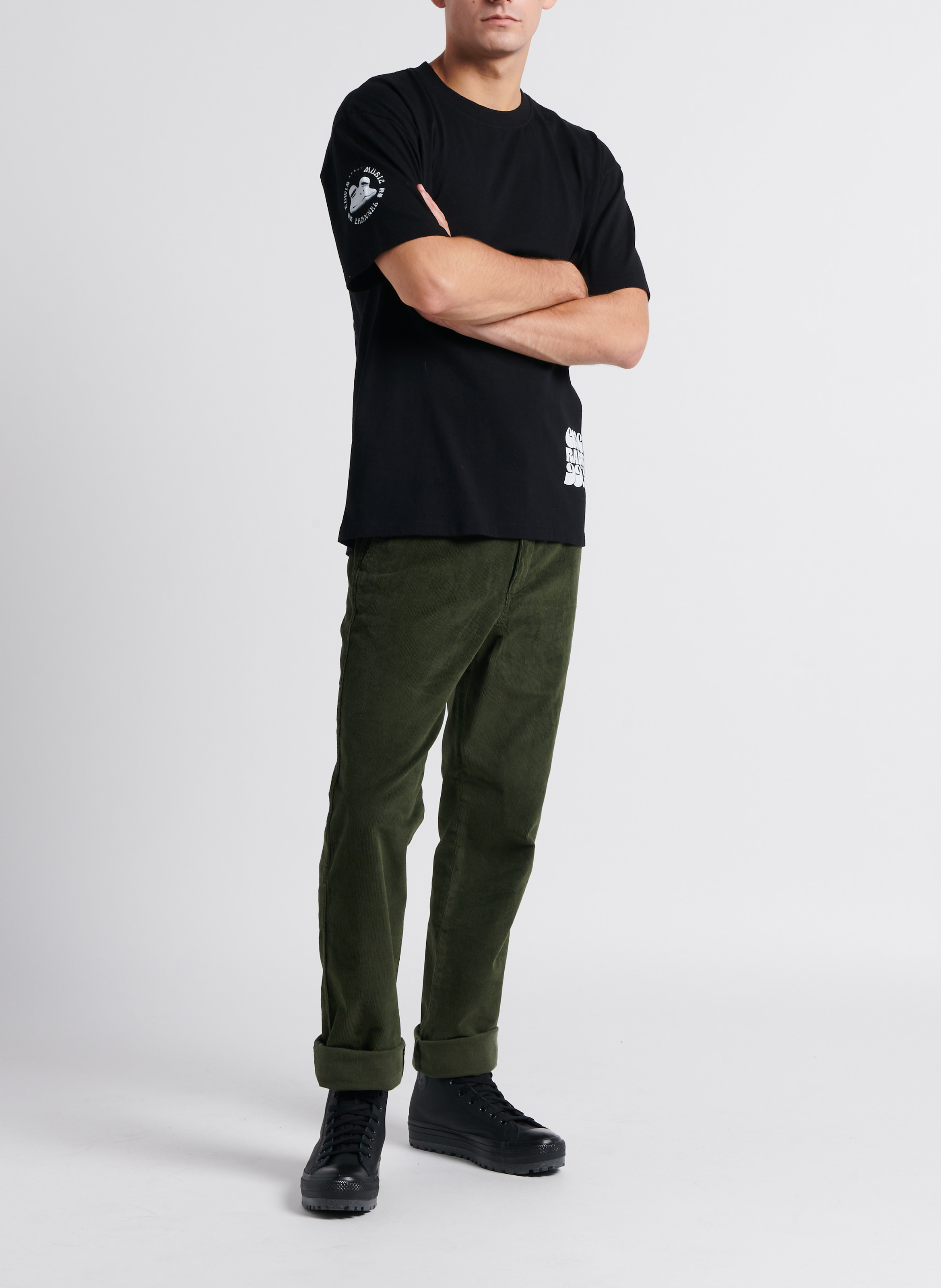 Oversized, katoenen T-shirt met zeefdruk EDWIN Zwart