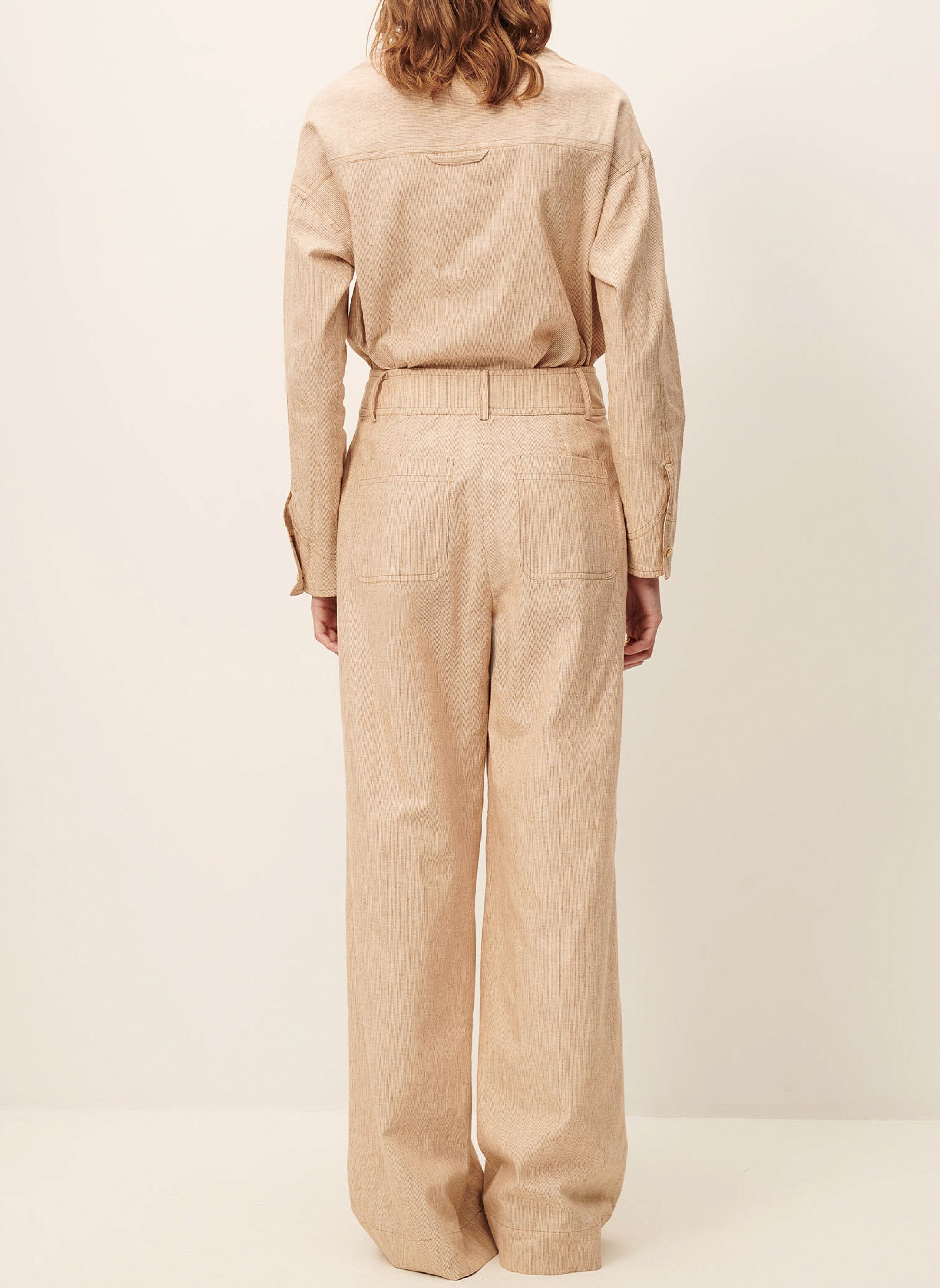 High-rise flared cotton-blend jeans SESSUN Beige