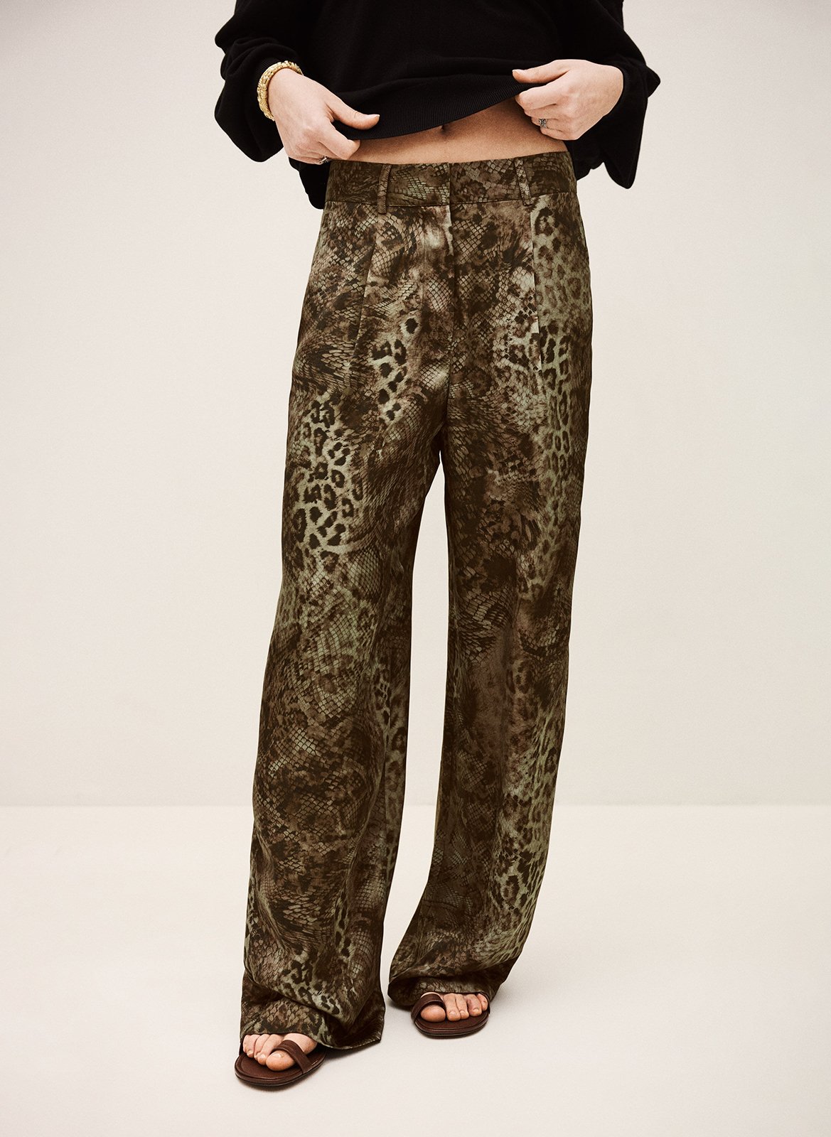 Pantalon large imprimé BA&SH Kaki